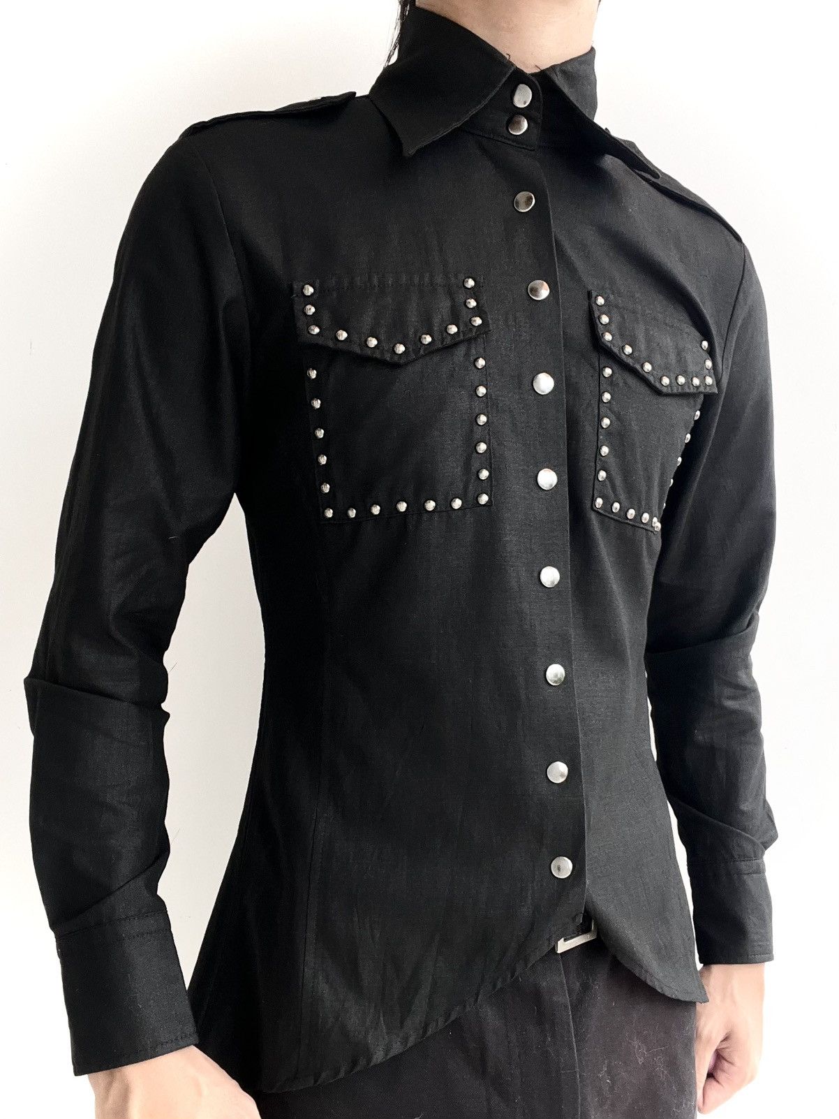 Japanese Brand 2000s Black Peace Now For Men Avant-Garde Stud Layer Shirt Size US M / EU 48-50 / 2 - 4 Thumbnail