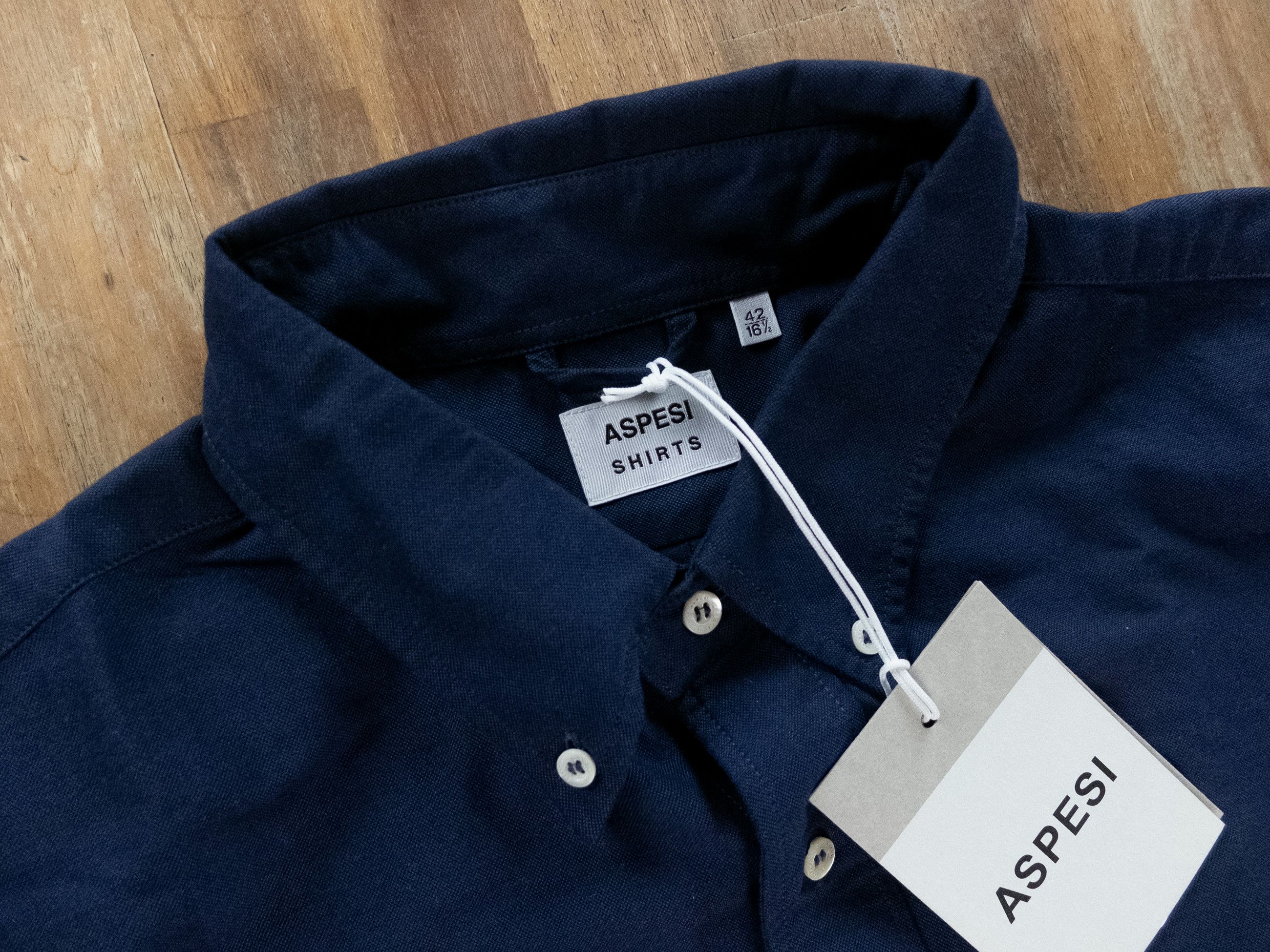 Aspesi ASPESI solid navy blue regular fit Oxford shirt 42 / Large Size US L / EU 52-54 / 3 - 5 Thumbnail