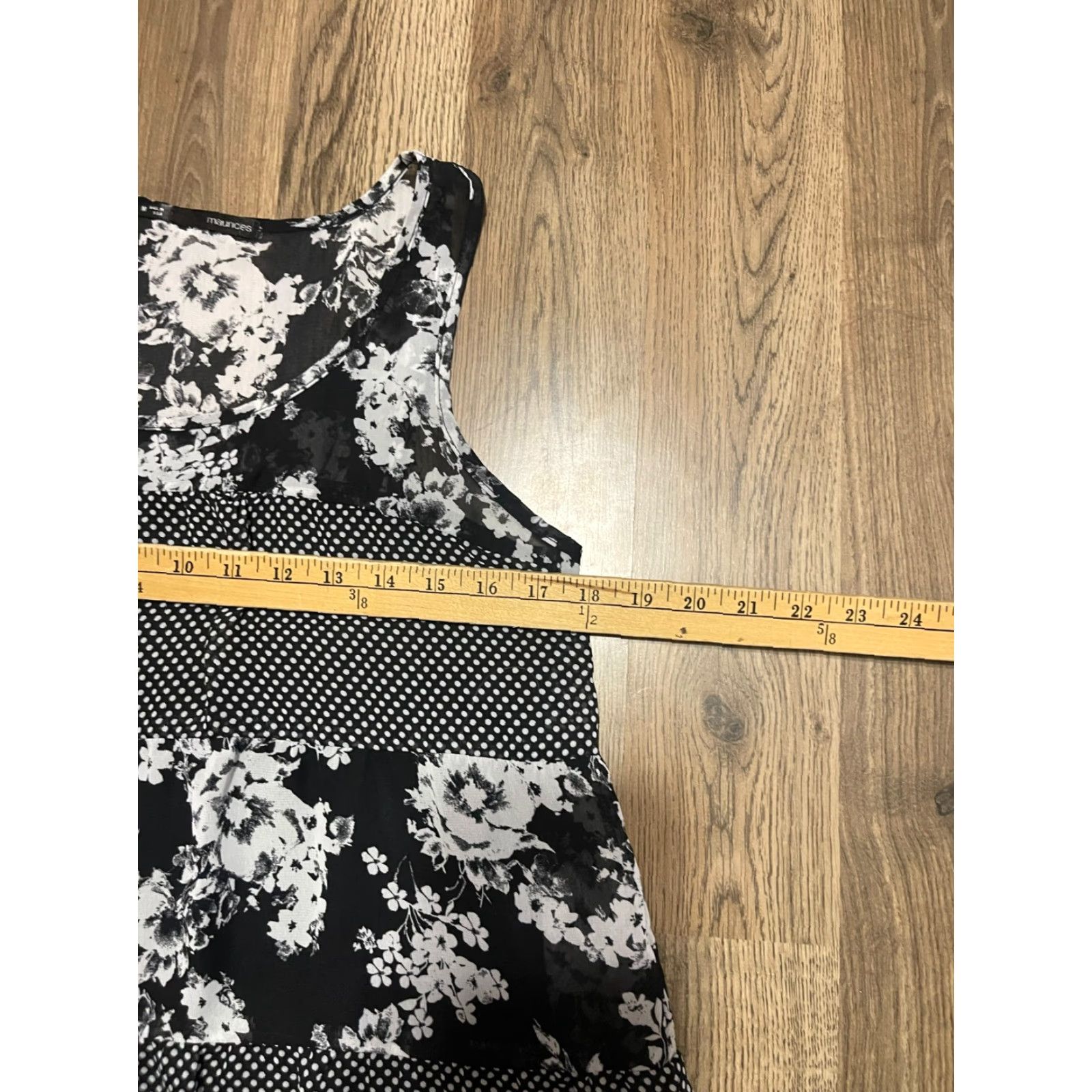 Vintage Maurices Dress Women's Size Medium Black White Floral Sleeveless Casual A-Line Knee Length Fall Summer Spring Womens Size M / US 6-8 / IT 42-44 - 5 Thumbnail