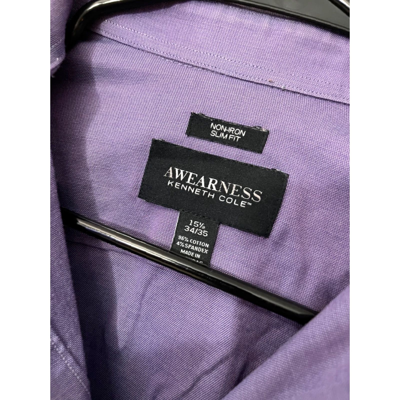 Kenneth Cole KENNETH COLE AWARENESS Dress Shirt Slim Fit 15.5 Purple Men’s Button-Down Shirt Size 40R - 2 Thumbnail