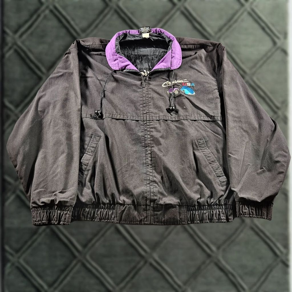 Vintage VINTAGE Nemesis Cruisin USA Car Jacket Embroidered Black 90s Bomber Jacket XL Men Size US XL / EU 56 / 4 - 1 Thumbnail
