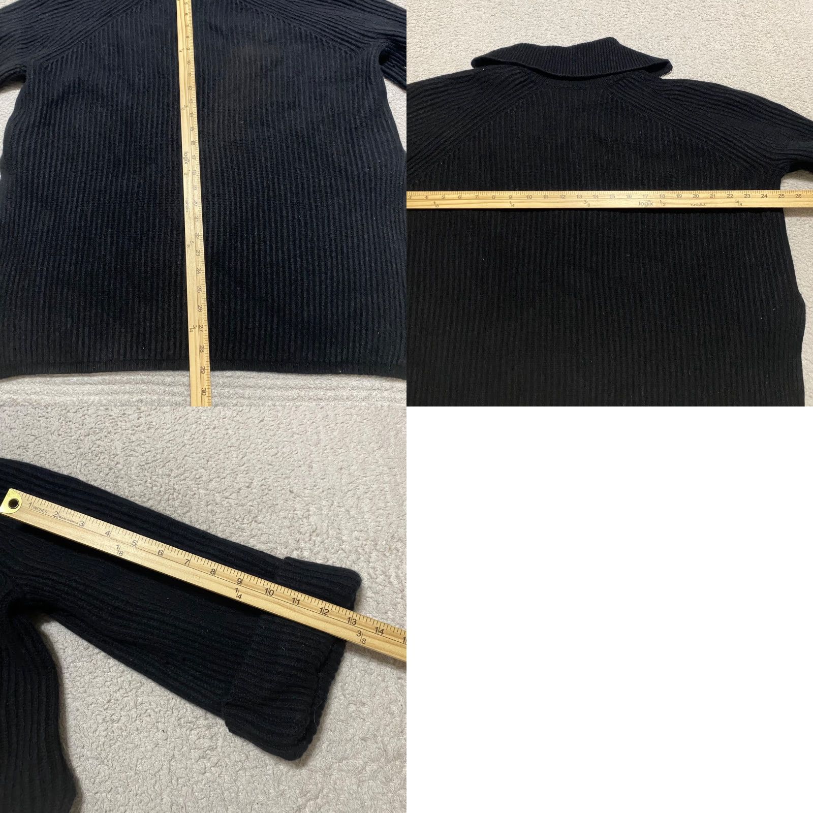 Reiss Reiss Sweater Women's L Black Ribbed Zip Pullover 1/4 Zip V-Neck Long Sleeve Knit Casual Winter Fall 3/4 Sleeve? Size L / US 10 / IT 46 - 8 Thumbnail