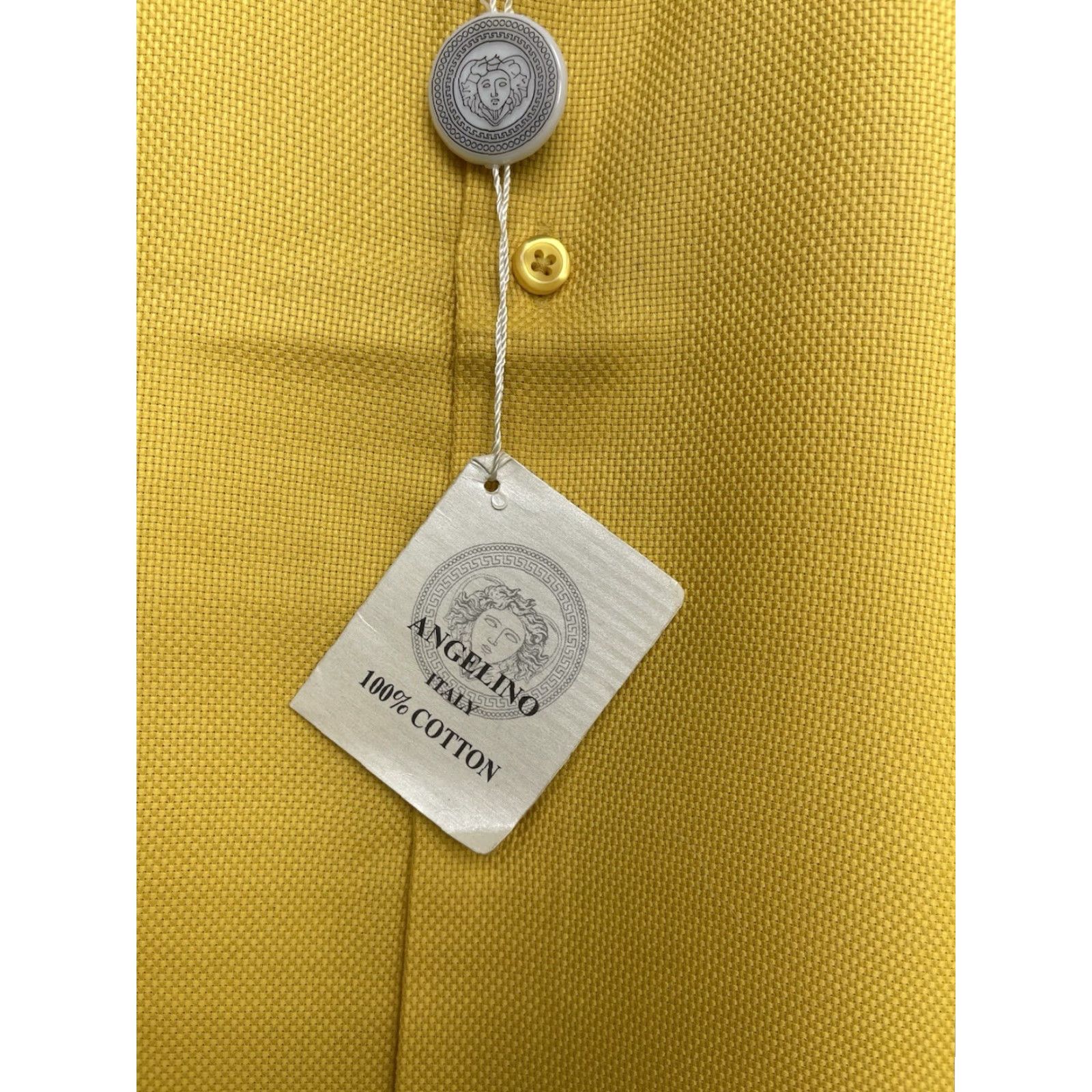 Vintage Angelino Button-Down Shirt Mens 20 Long Sleeve Cotton Italy Tie Pocket Square Gold Size US XXL / EU 58 / 5 - 6 Thumbnail