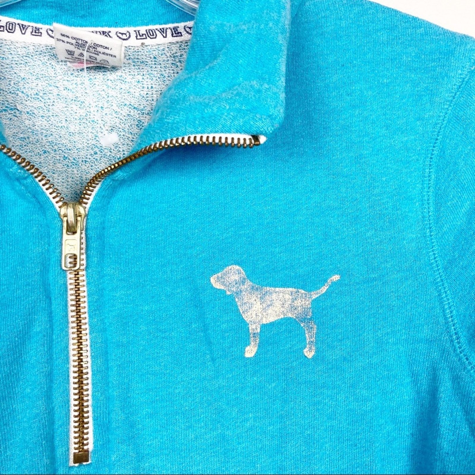 Victoria's Secret Victoria's Secret Pink Blue Quarter Zip Pullover Sz XS Size XS / US 0-2 / IT 36-38 - 2 Thumbnail