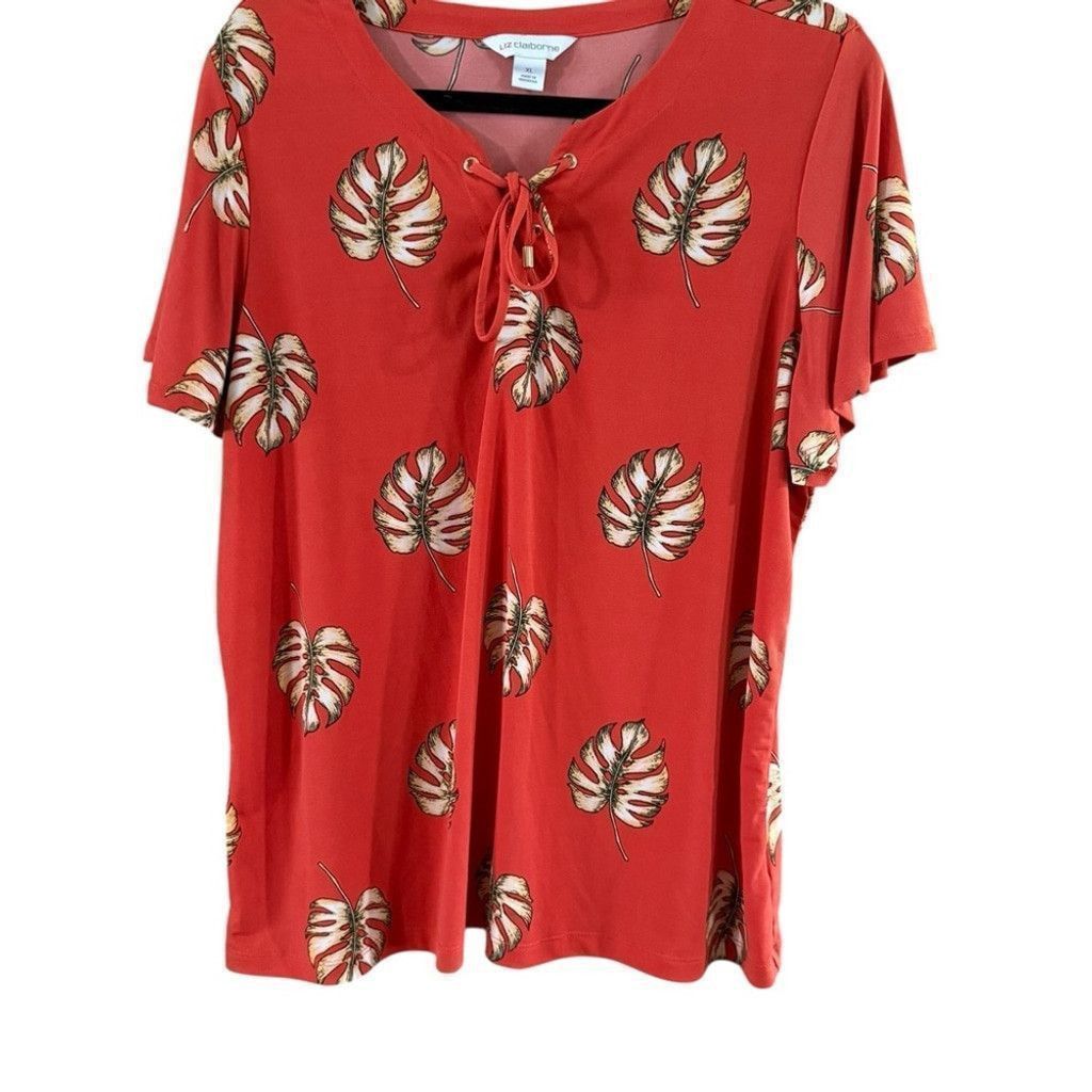 Liz Claiborne Liz Claiborne Red Short Sleeve Tie Front Tunic Size XL / US 12-14 / IT 48-50 - 8 Thumbnail