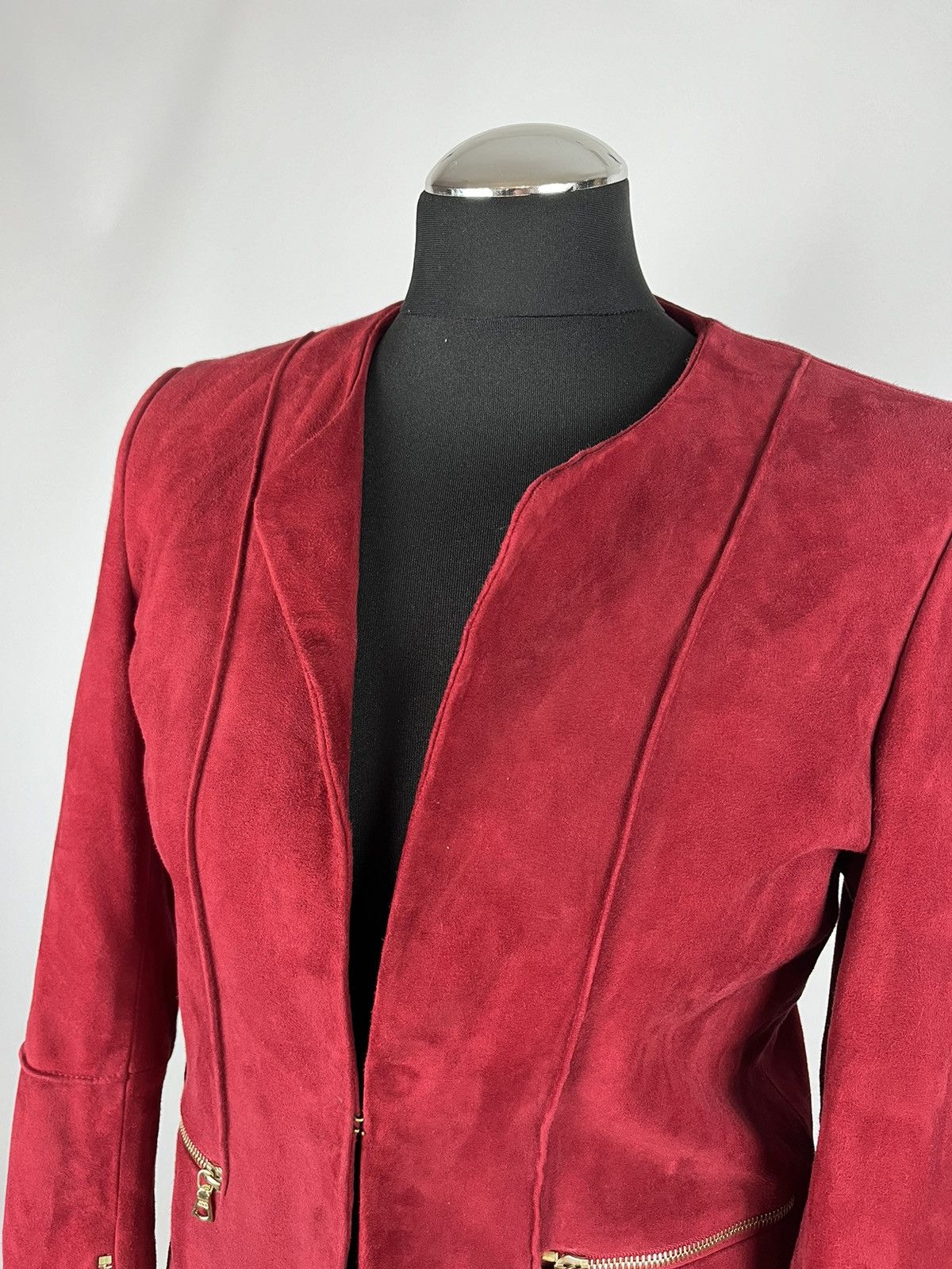 Designer × Sandro Womens leather jacket Sandro Paris Size 3 Color Red (0328) Size M / US 6-8 / IT 42-44 - 4 Thumbnail