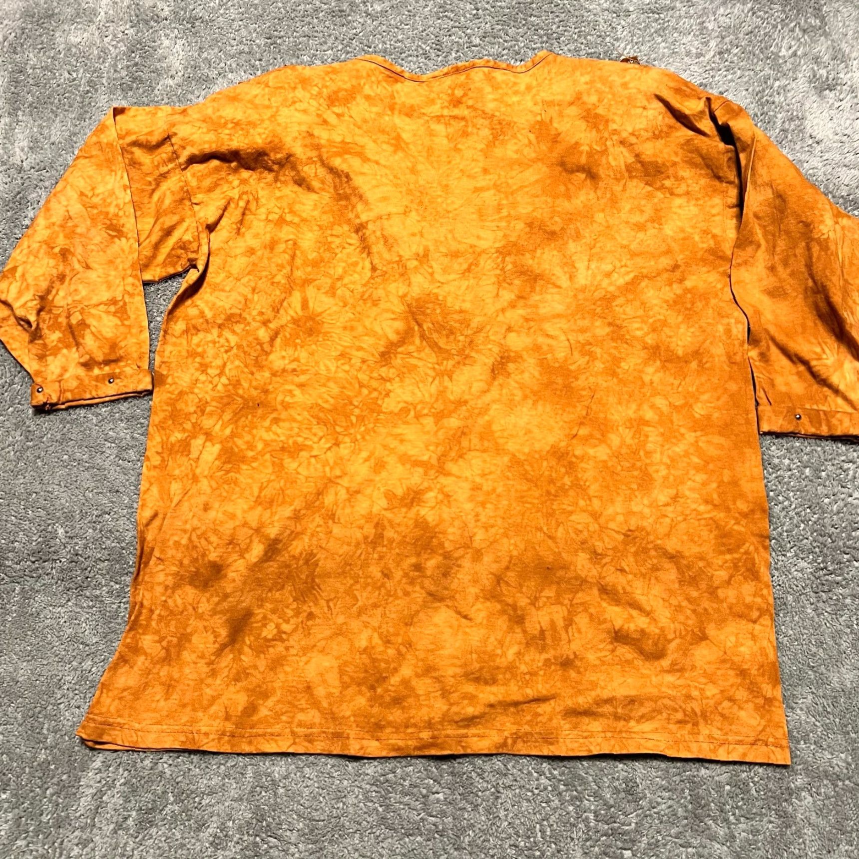 Vintage VINTAGE BOSS Western Shirt Womens One Size Marbled Suede Fringe Studded Aztec Orange Blouse Womens Size ONE SIZE - 4 Thumbnail
