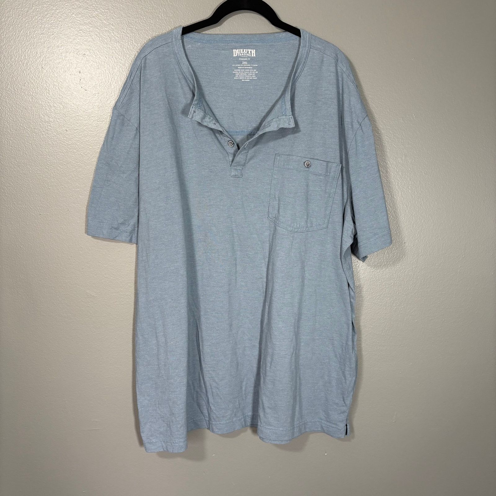 Duluth Trading Company Duluth Trading Company Men's Blue Henley Pocket Tee - 2XL Size US XXL / EU 58 / 5 - 1 Thumbnail