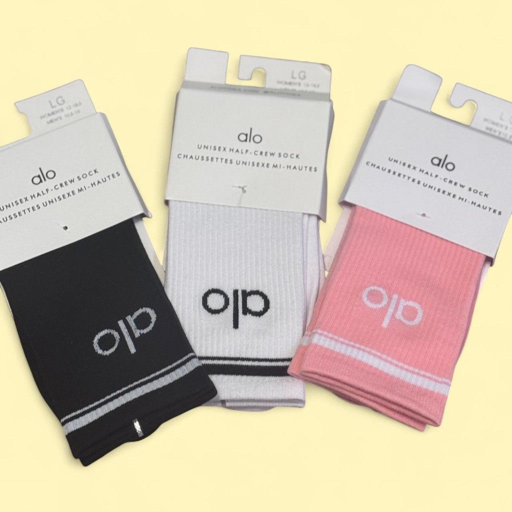 Alo Yoga Bundle of 3x Alo Yoga socks sz LG black+pink + white socks Size ONE SIZE - 1 Preview