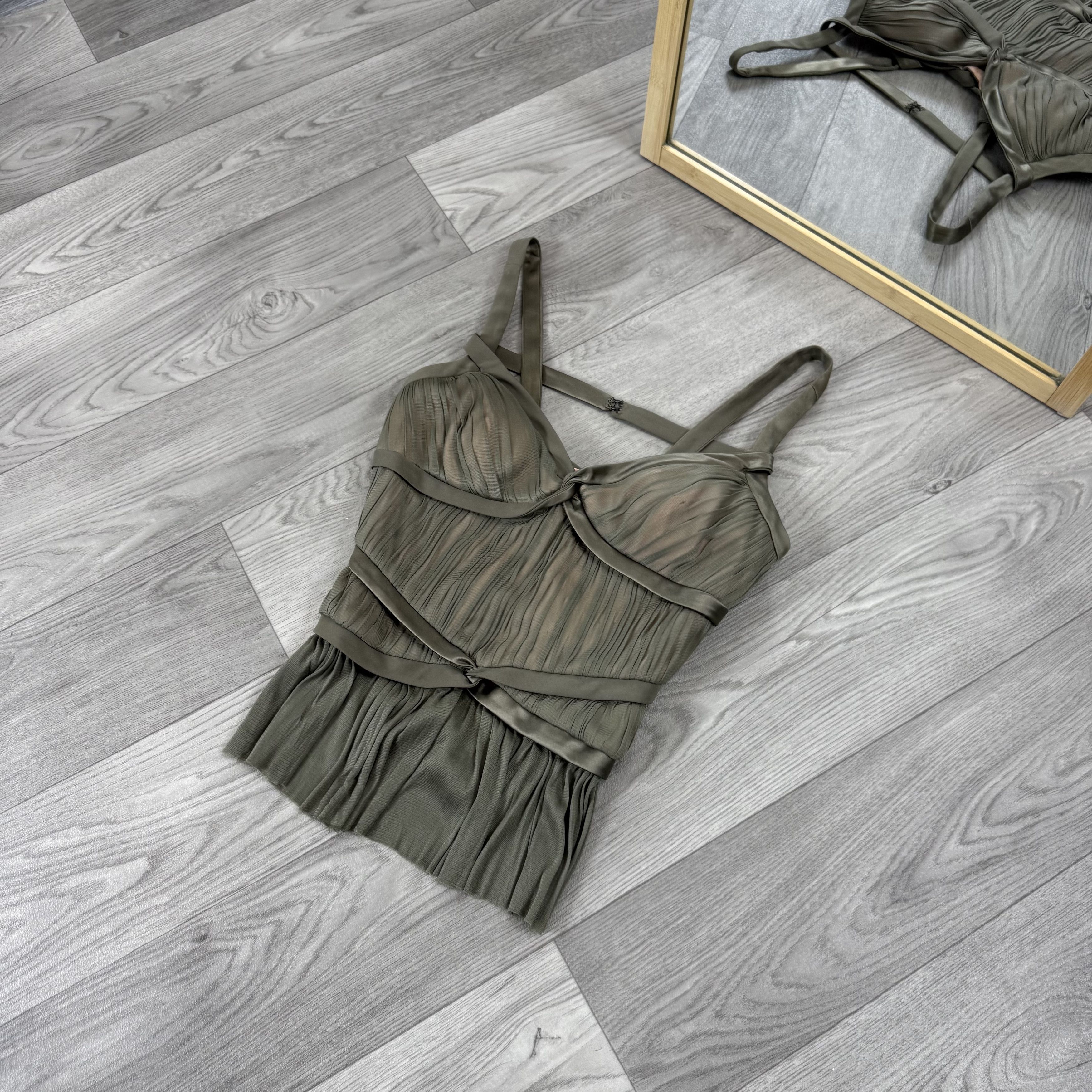 Vintage Vintage Amanda Wakeley 00s Silk Corset Style Crop Top Blouse Size M / US 6-8 / IT 42-44 - 6 Thumbnail