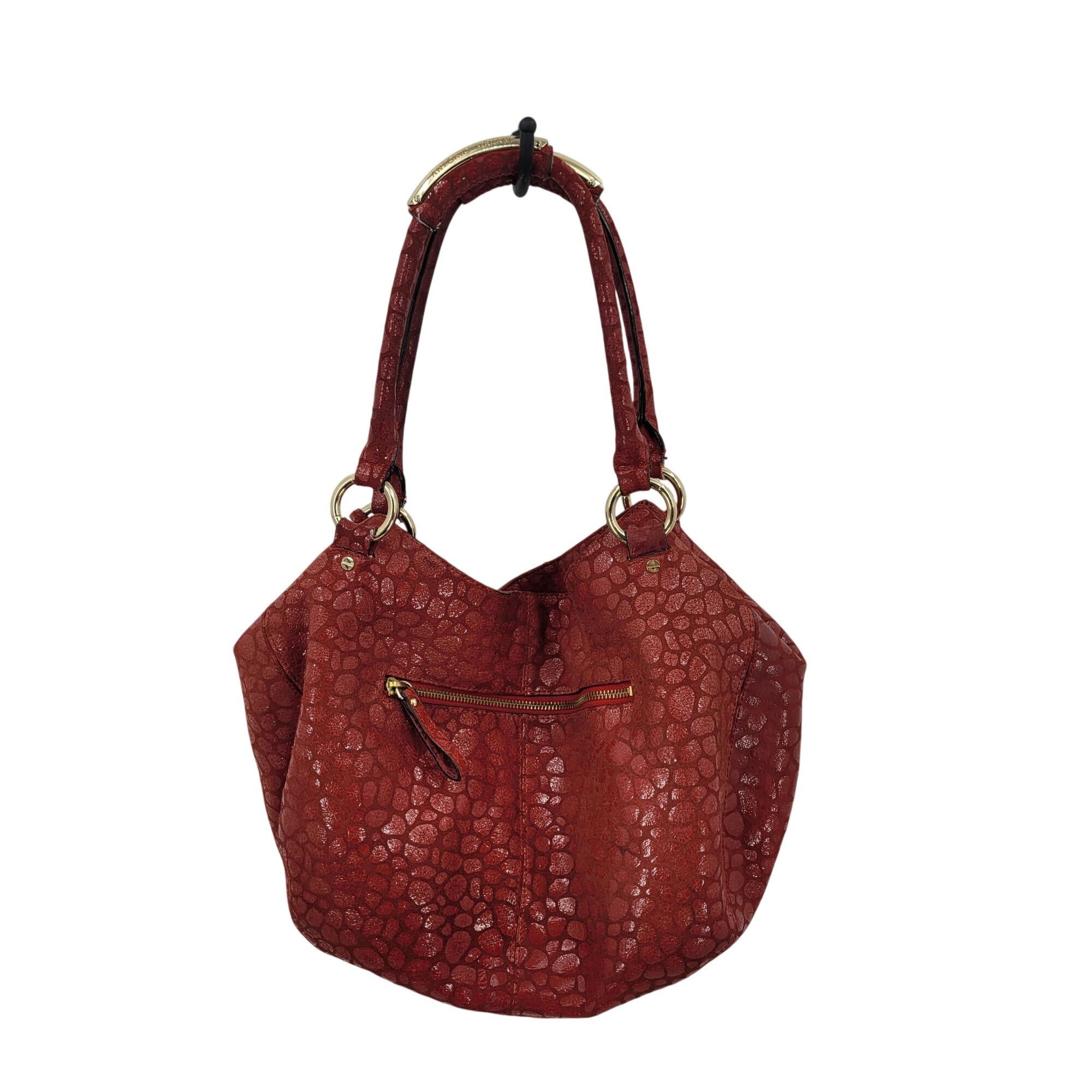Designer Antonio Melani Red Pebble Textured Leather Hobo Satchel Shou Size ONE SIZE - 10 Thumbnail