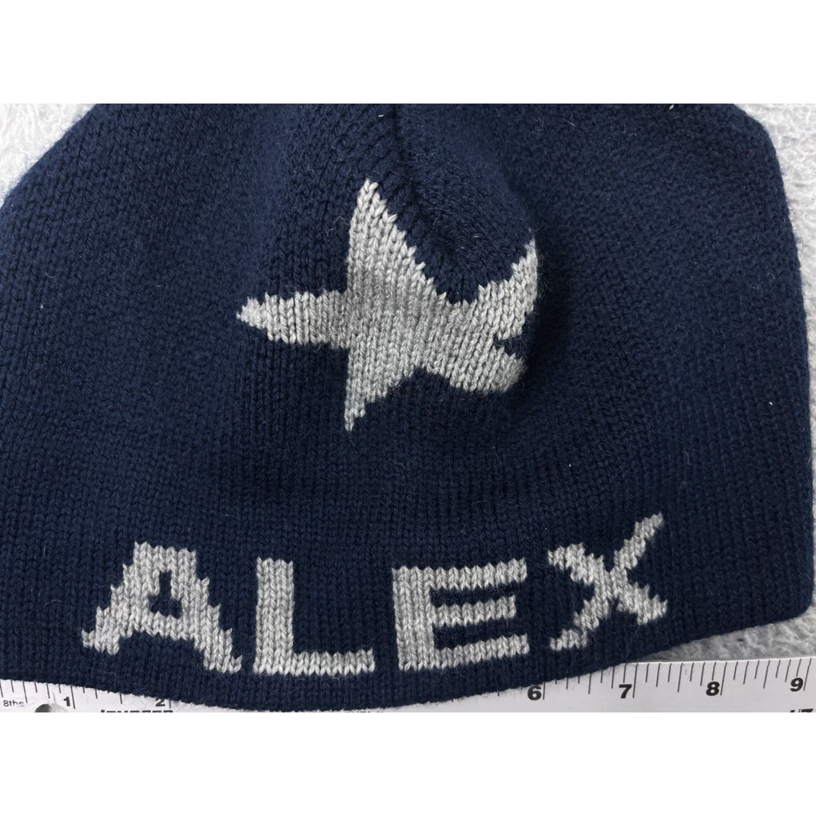 Vintage Butterscotch Blankees Beanie Toque Adult One Size Blue Knit Acrylic Star USA Hat Mens Beanie 1 Size Blue Stars Size ONE SIZE - 2 Thumbnail