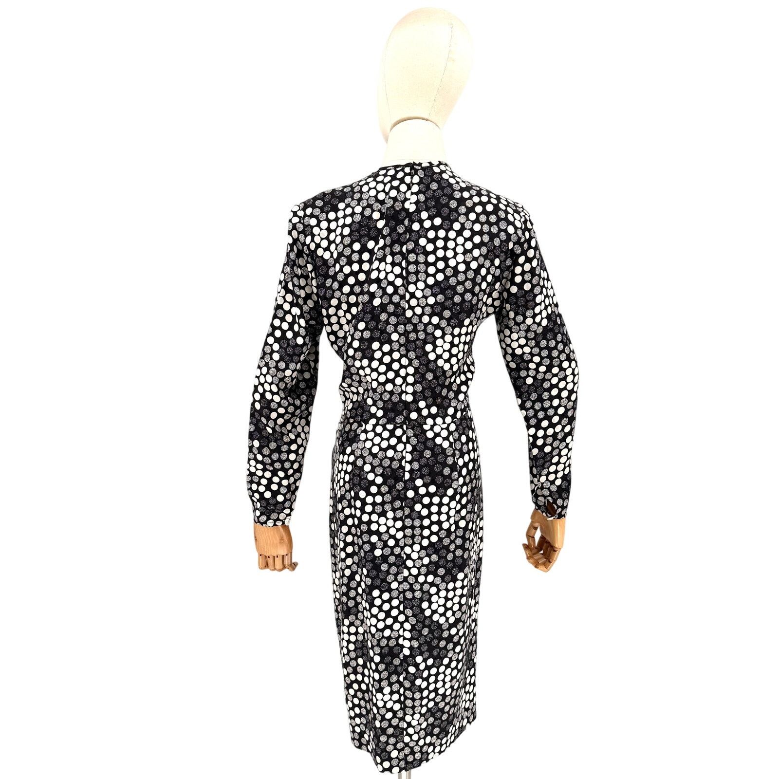 Saks Fifth Avenue Lihli Black White Polka Dot 100% Silk Dress Size M / US 6-8 / IT 42-44 - 5 Thumbnail