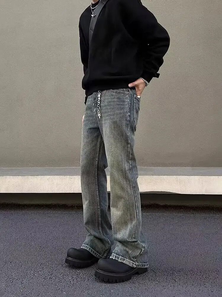 Japanese Brand × Jean Vintage washed slub straight-leg bootcut jeans Size US 29 - 3 Thumbnail