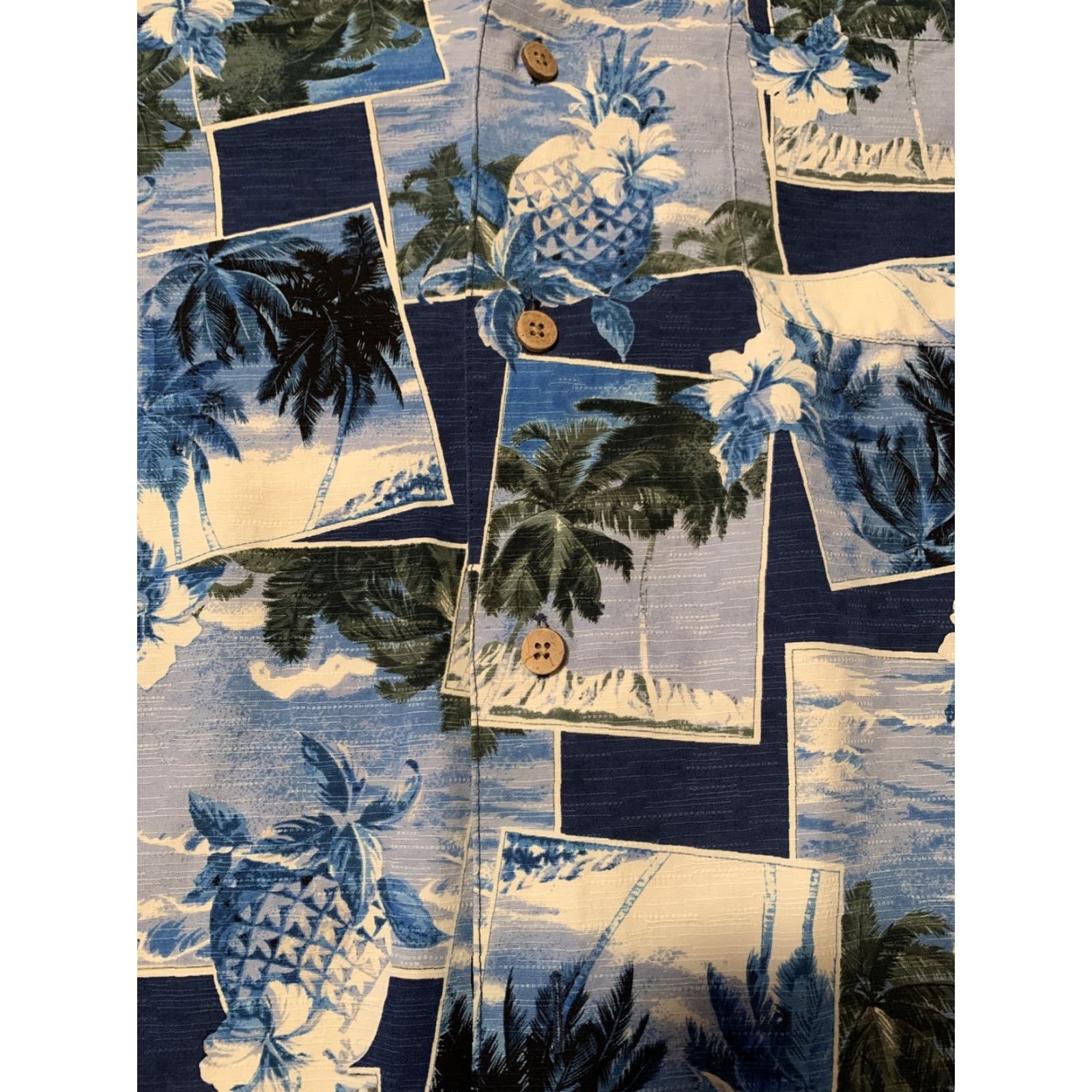 Tommy Bahama VINTAGE Paradise Collection Tommy Bahama Hawaiian Silk Shirt Blue Pineapple XL Mens Short Sleeve 100% Silk Size US XL / EU 56 / 4 - 2 Thumbnail