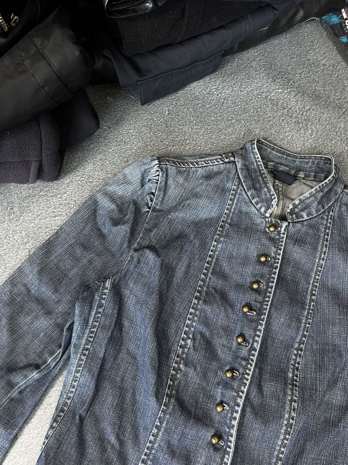 Japanese Brand Vintage Y2K Opium Avant Garde Military Denim Jacket Japan Size S / US 4 / IT 40 - 2 Thumbnail