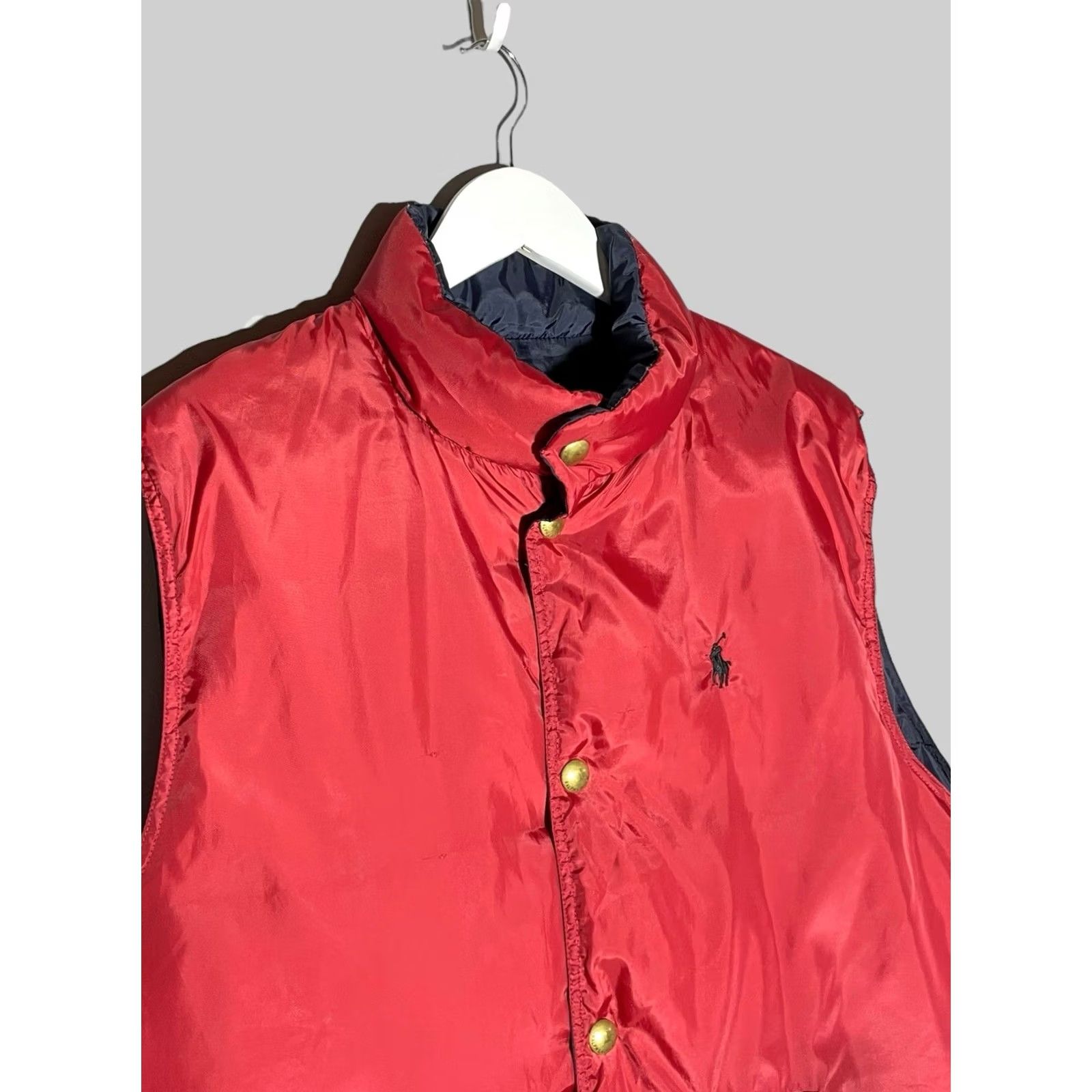 Ralph Lauren Polo Ralph Lauren Puffer Down Vest Reversible Men’s Mid-Length Nylon Zip Button Red Dark Blue L Size US L / EU 52-54 / 3 - 3 Thumbnail