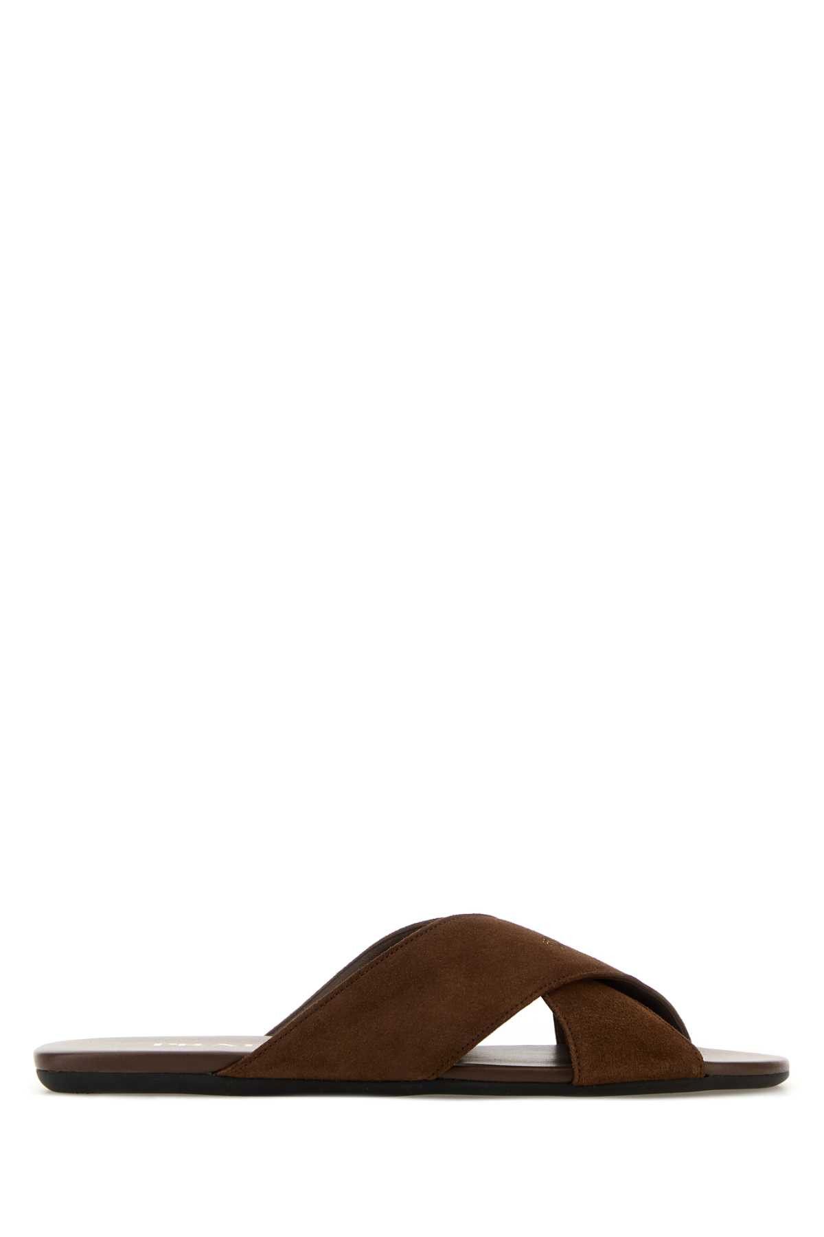 Prada Chocolate Suede Slippers Size US 9 / IT 39 - 1 Thumbnail