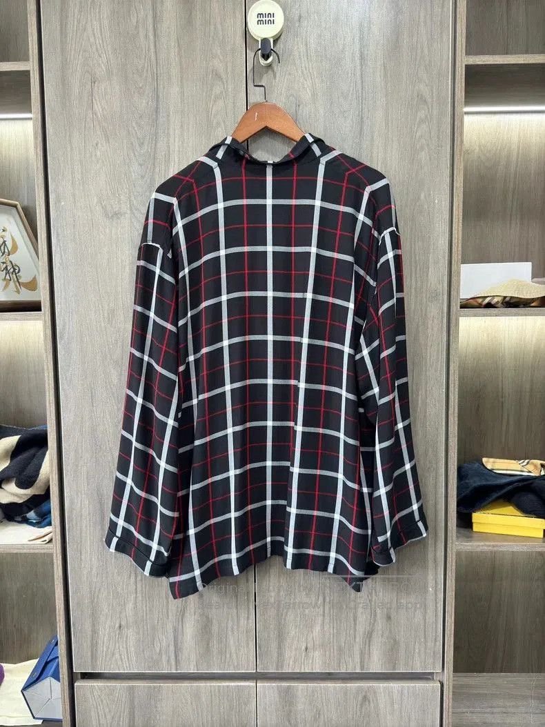 Balenciaga Balenciaga Double B Embroidered Plaid Shirt. Size US XL / EU 56 / 4 - 8 Thumbnail