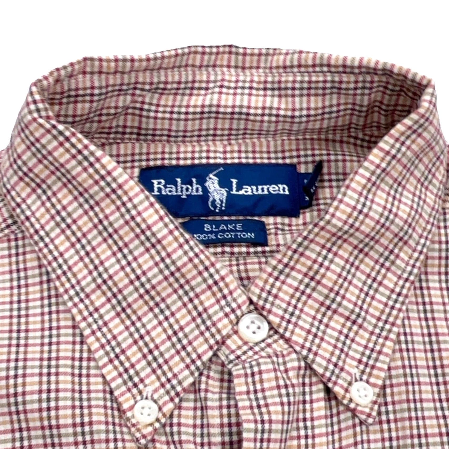 Ralph Lauren Ralph Lauren Shirt Men Large Medium Tan Plaid Button Up Blake Dress Tattersall K Size 40R - 4 Thumbnail