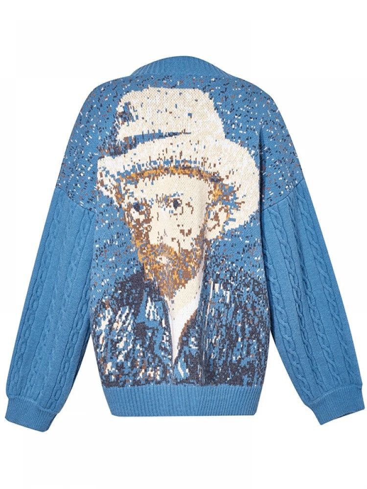 Other Van Gogh Oversized Cardigan Cute Vintage Designer Style Size M / US 6-8 / IT 42-44 - 5 Thumbnail