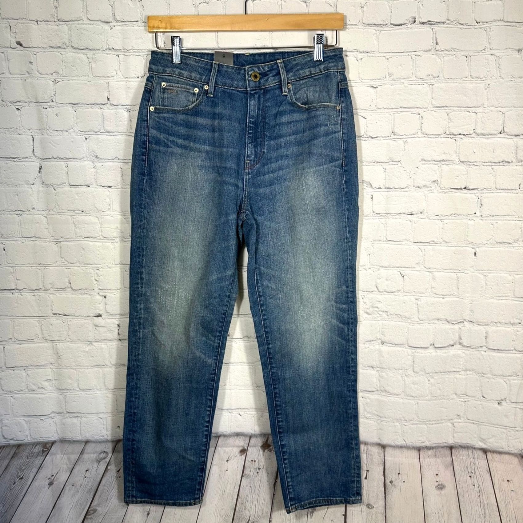 Vintage G-Star Raw 3301 High Straight 90s Ankle Jeans Antic Indigo W28 L30 Women 5-Pocket Denim Stretch Regular Button Zip Classic 90s Theme Size 28" / US 6 / IT 42 - 2 Thumbnail