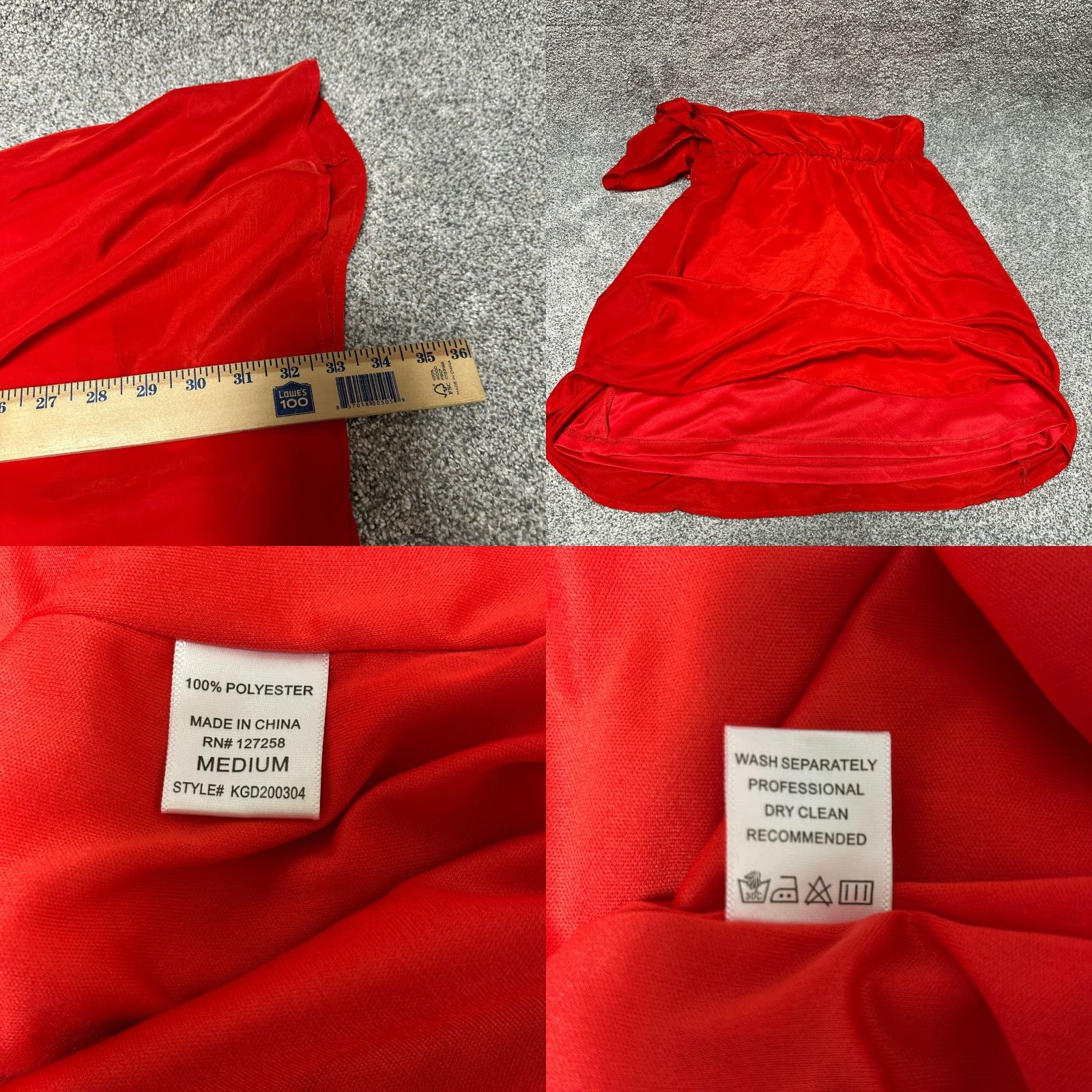 Vintage Francescas Dress One Shoulder Ruffle Satin A-Line Short Red Women Medium Party Holiday Christmas Sexy Womens Size M / US 6-8 / IT 42-44 - 8 Thumbnail