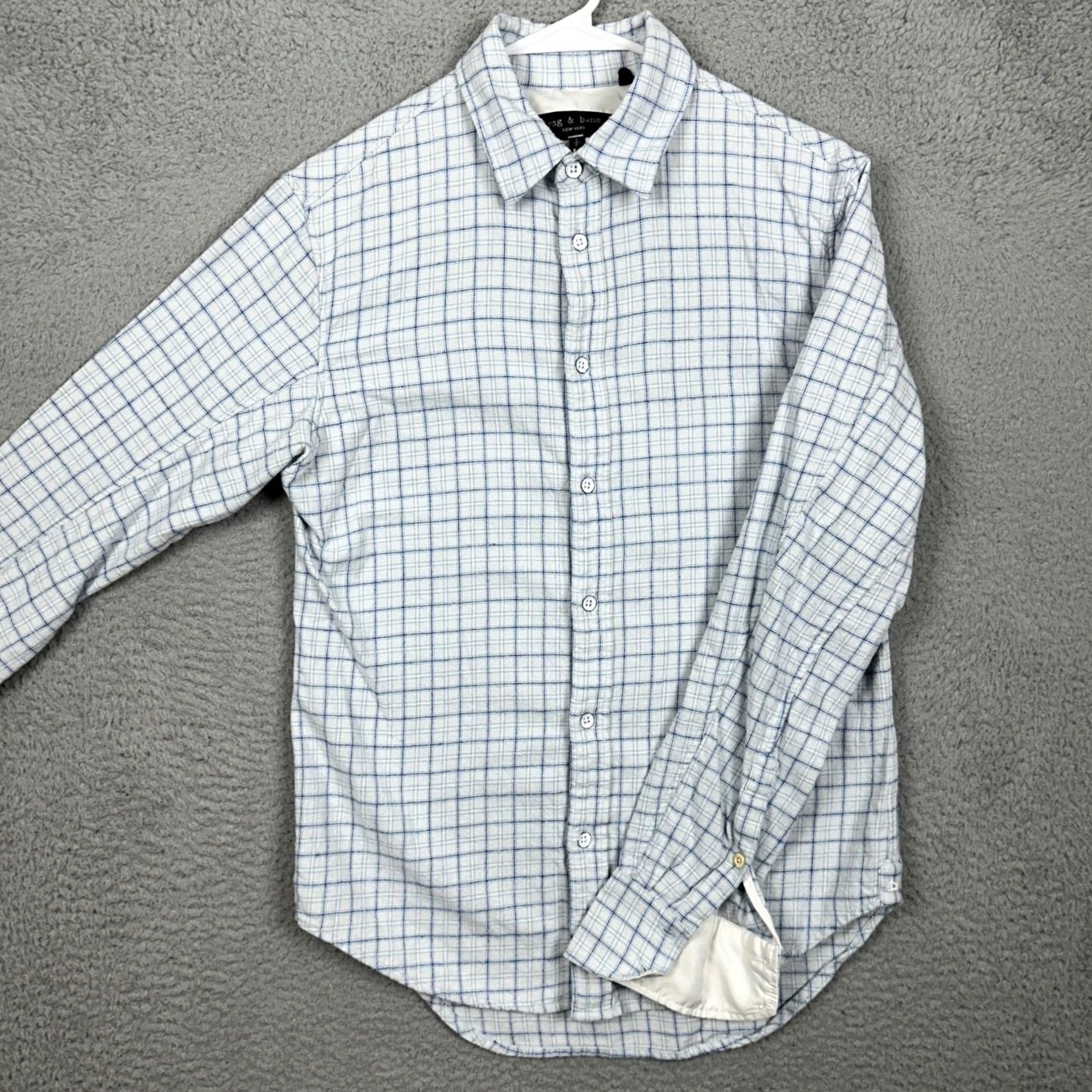 Rag & Bone Rag & bone Shirt Mens Small Blue White Flannel Button Up Grid Check Long Sleeve Size US S / EU 44-46 / 1 - 2 Thumbnail