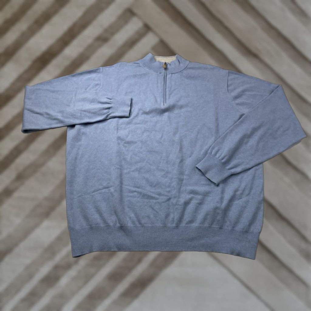 Peter Millar Peter Millar Crown Cotton Blend Pullover 1/4 Zip Sweatshirt Blue Men's XL Size US XL / EU 56 / 4 - 1 Thumbnail