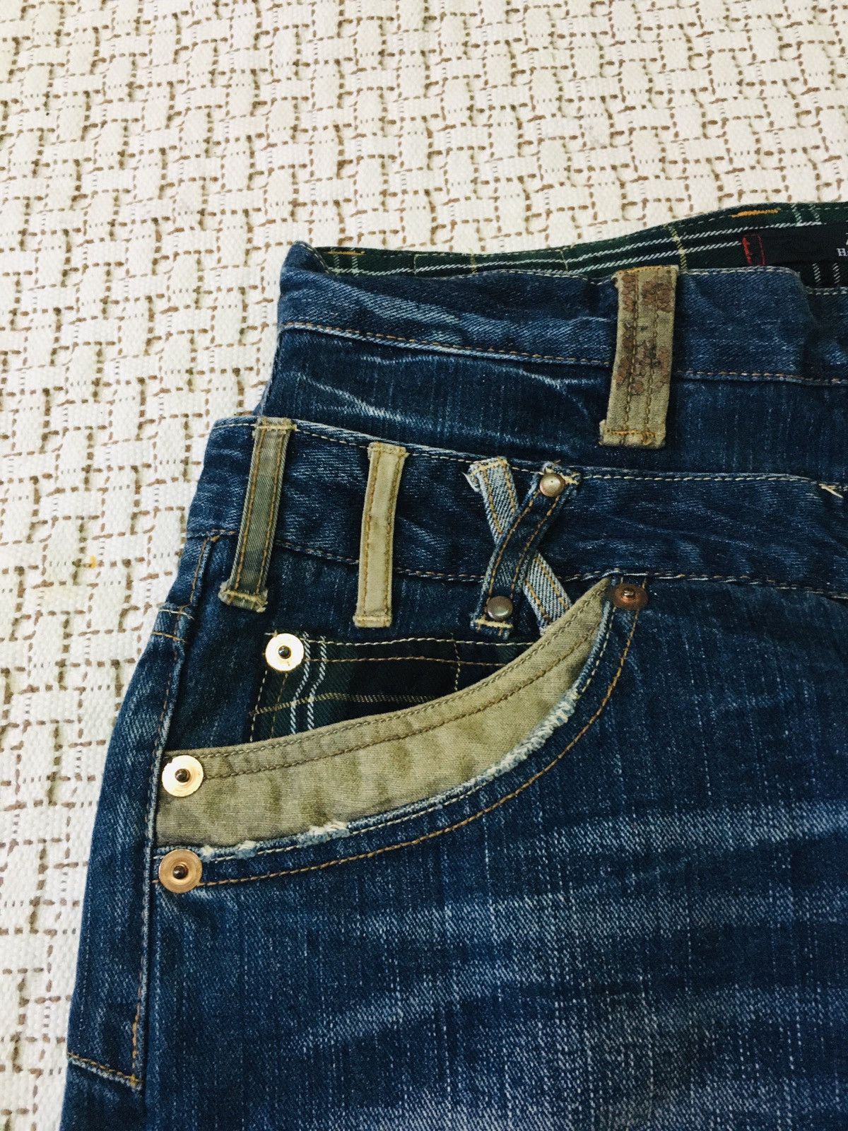 Japanese Brand × PPFM Dominate Love Rock Double Waist Handcrafted Jeans (17) Size US 32 / EU 48 - 8 Thumbnail