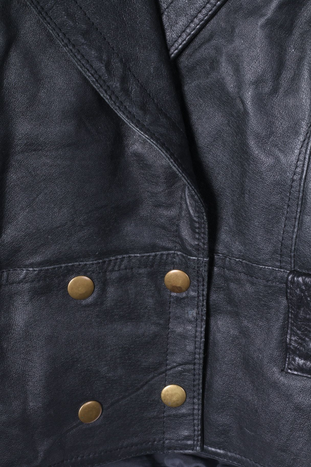 Vintage Miss Joy Women 38 M Jacket Black Leather Biker 0978 Size M / US 6-8 / IT 42-44 - 5 Thumbnail