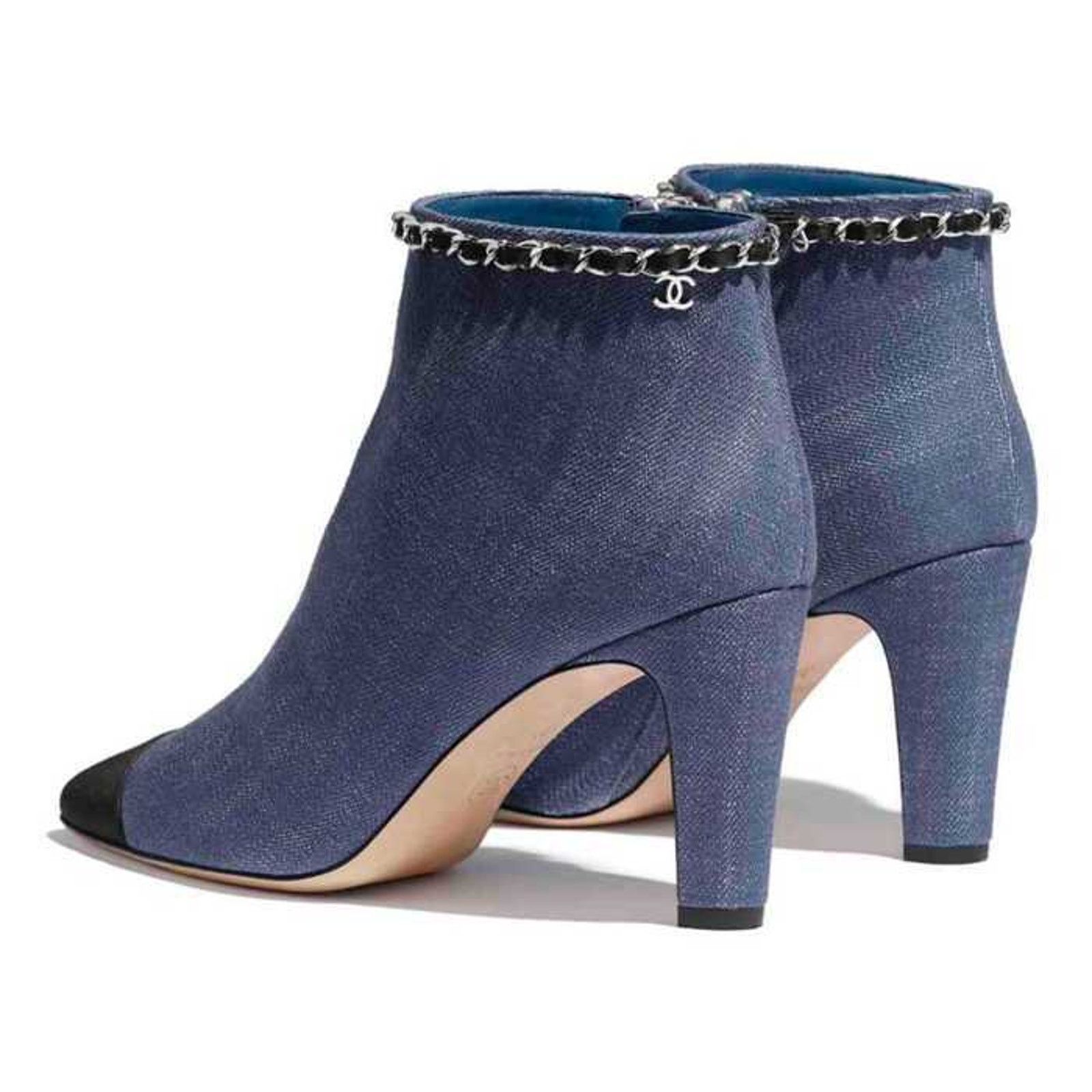Chanel Chanel 20C Blue Denim Fabric Black Chain CC Logo Short Size US 8.5 / IT 38.5 - 10 Thumbnail