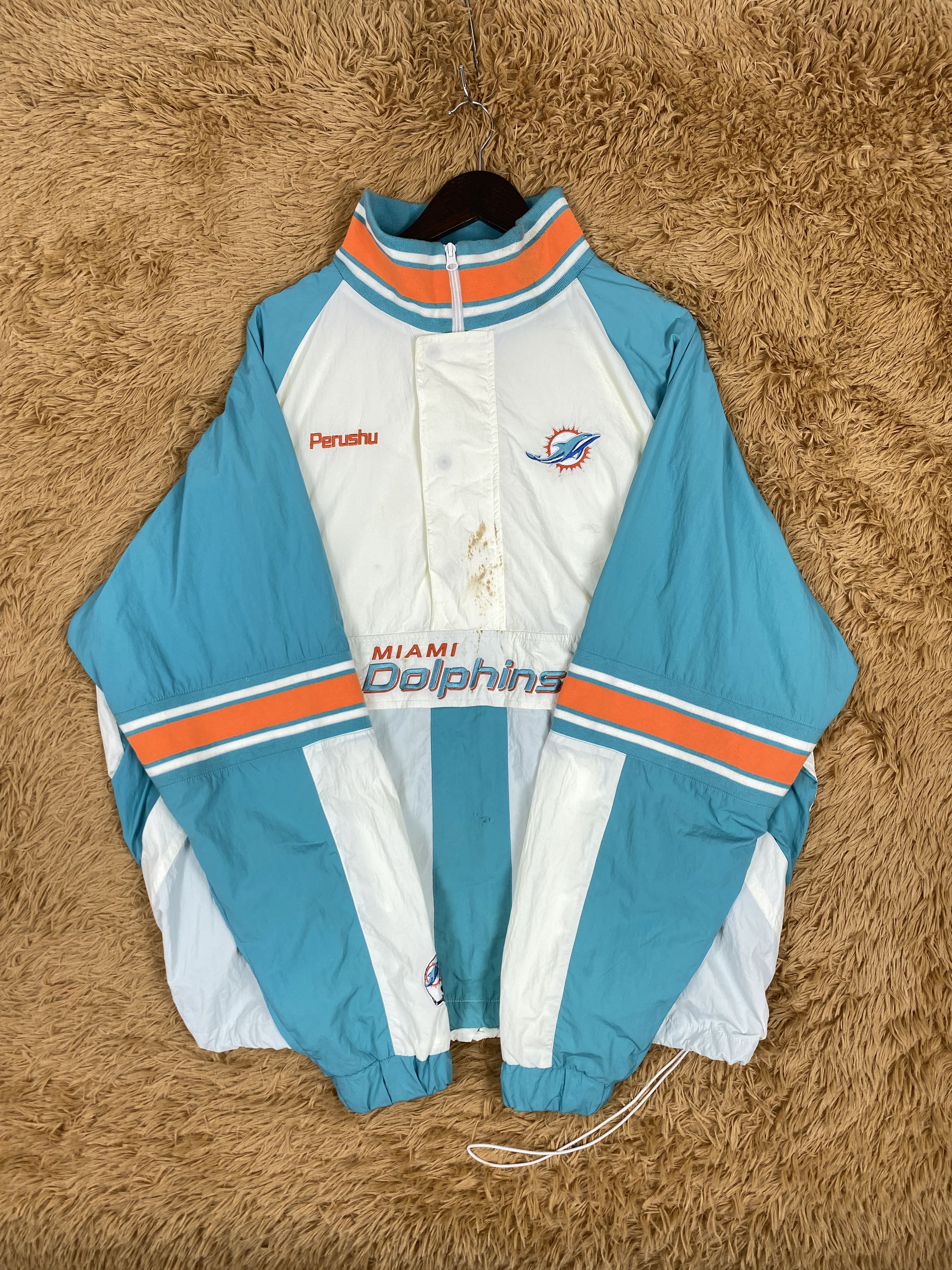 NFL × Vintage Vintage NFL Team Miami Dolphins Half Zipper Jacket Size US L / EU 52-54 / 3 - 4 Thumbnail