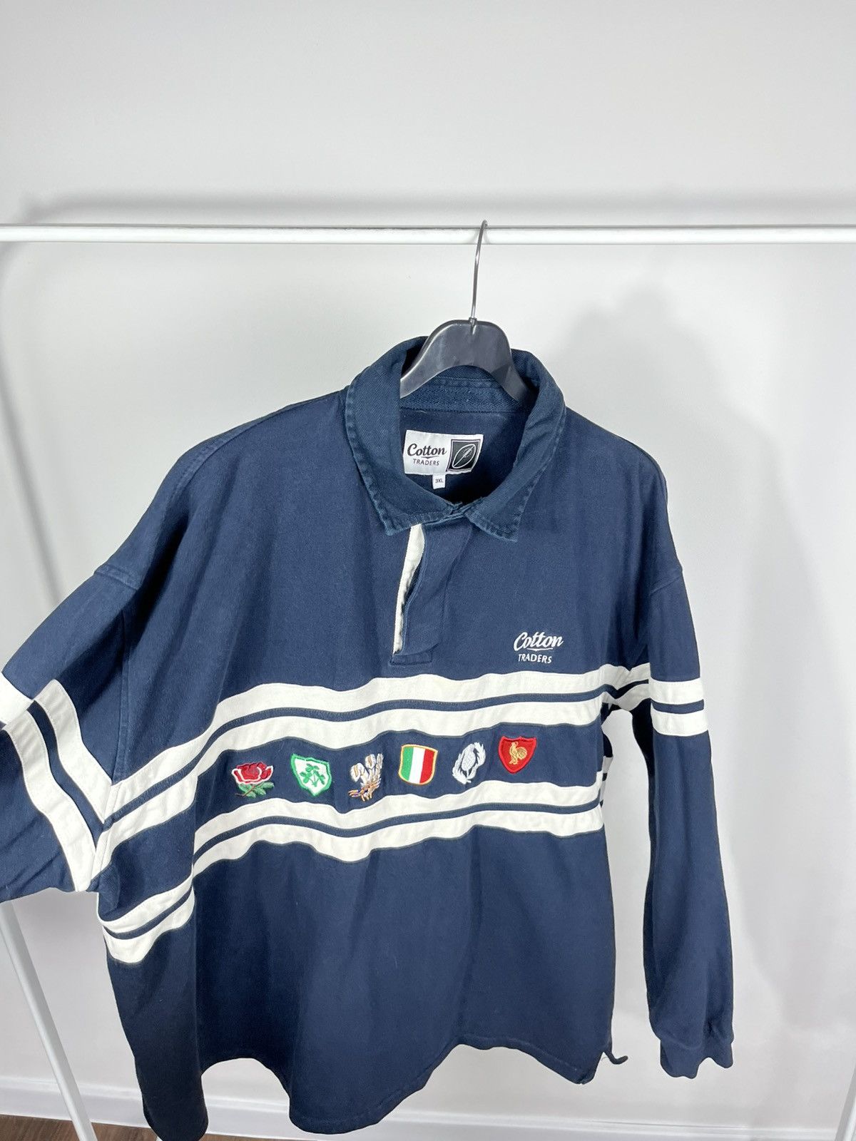Cotton Traders Cotton Traders Rugby Shirt Navy Flags Long Sleeve Polo 3XL Size US XXL / EU 58 / 5 - 10 Thumbnail