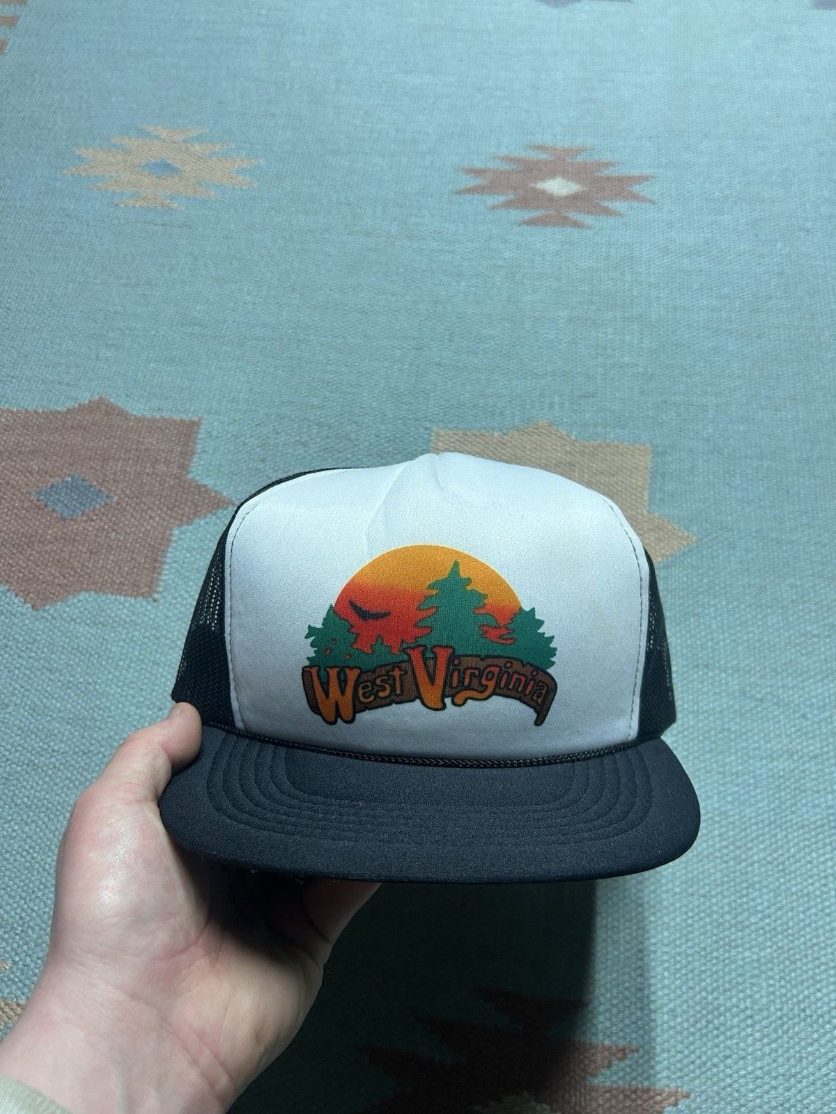 Vintage Vtg trucker hat mesh West Virginia sunset nature trees bird Size ONE SIZE - 2 Thumbnail
