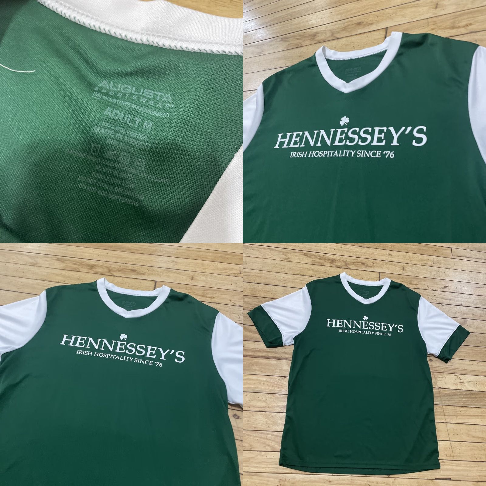 Vintage Augusta Shirt Men M Green Irish Hospitality since '76 Green Jersey Graphic Print Short Sleeve v neck Size US M / EU 48-50 / 2 - 10 Thumbnail