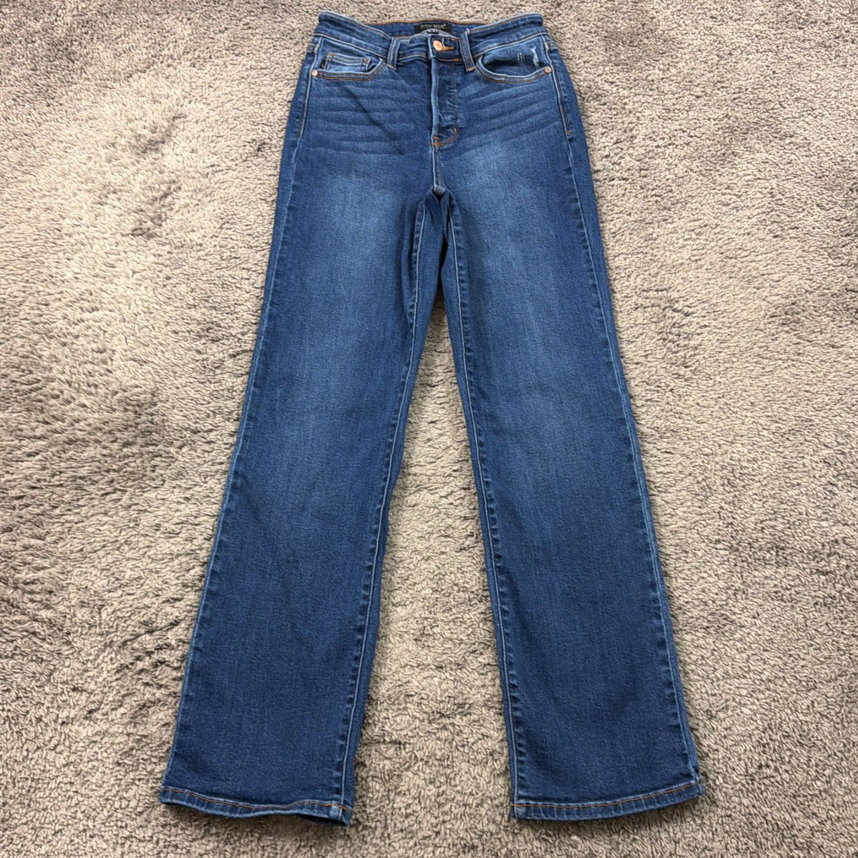 Vintage Judy Blue Jeans Womens 5 Straight Leg High Rise Denim Stretch 24x31 Blue Jeans | 24x31 | Regular Rise | Stretch | Dark Wash | Size 5 Size 27" / US 4 / IT 40 - 2 Thumbnail