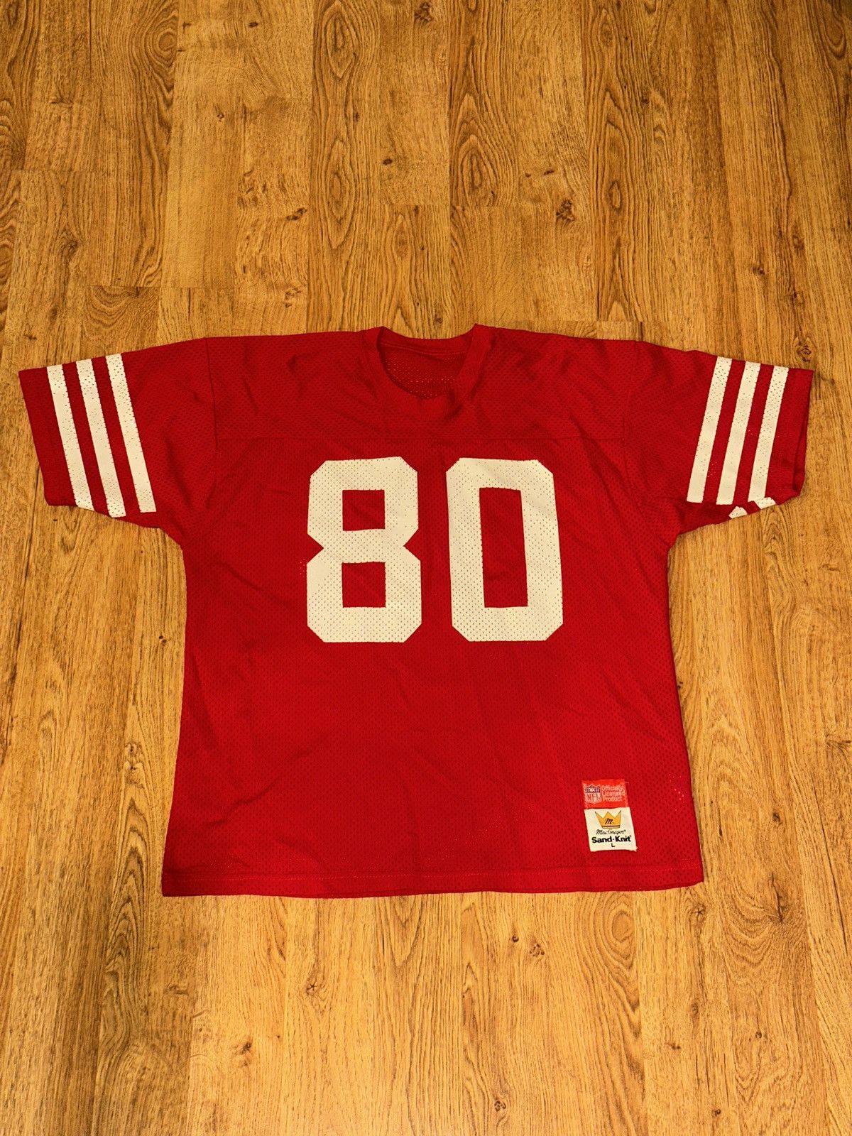 MacGregor VTG 80s MacGregor Sand Knit San Francisco 49ers Jerry Rice Size US L / EU 52-54 / 3 - 1 Thumbnail