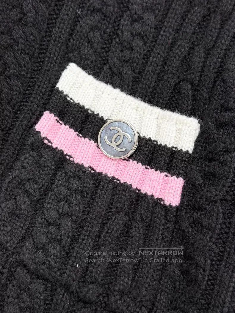 Chanel Chanel Double C enamel buckle pink and white striped long- Size XS / US 0-2 / IT 36-38 - 4 Thumbnail