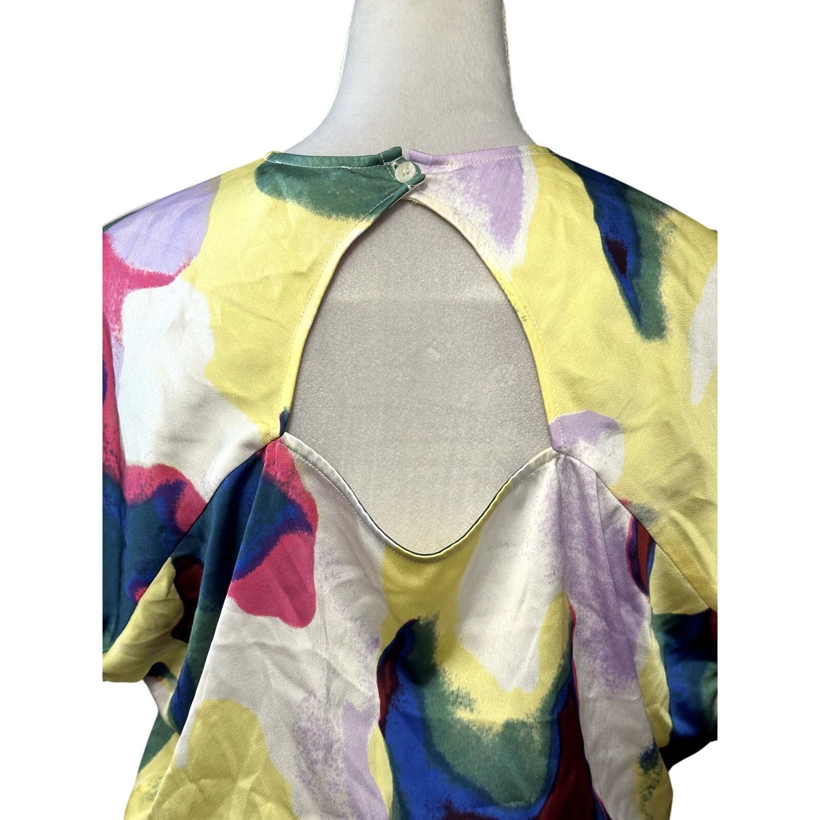 Other Open Edit Satin Blouse Cut Out Back Multicolor Womens M NWOT Size M / US 6-8 / IT 42-44 - 5 Thumbnail