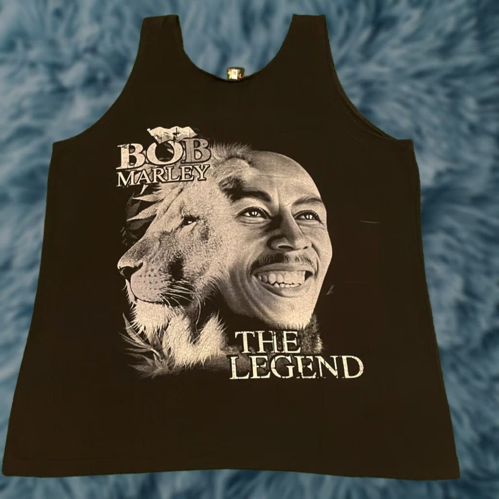 Vintage VINTAGE Bob Marley Lion Face Double Sided Tank Top Shirt Mens XL 90s Rasta Music Hip Hop Size US XL / EU 56 / 4 - 1 Thumbnail