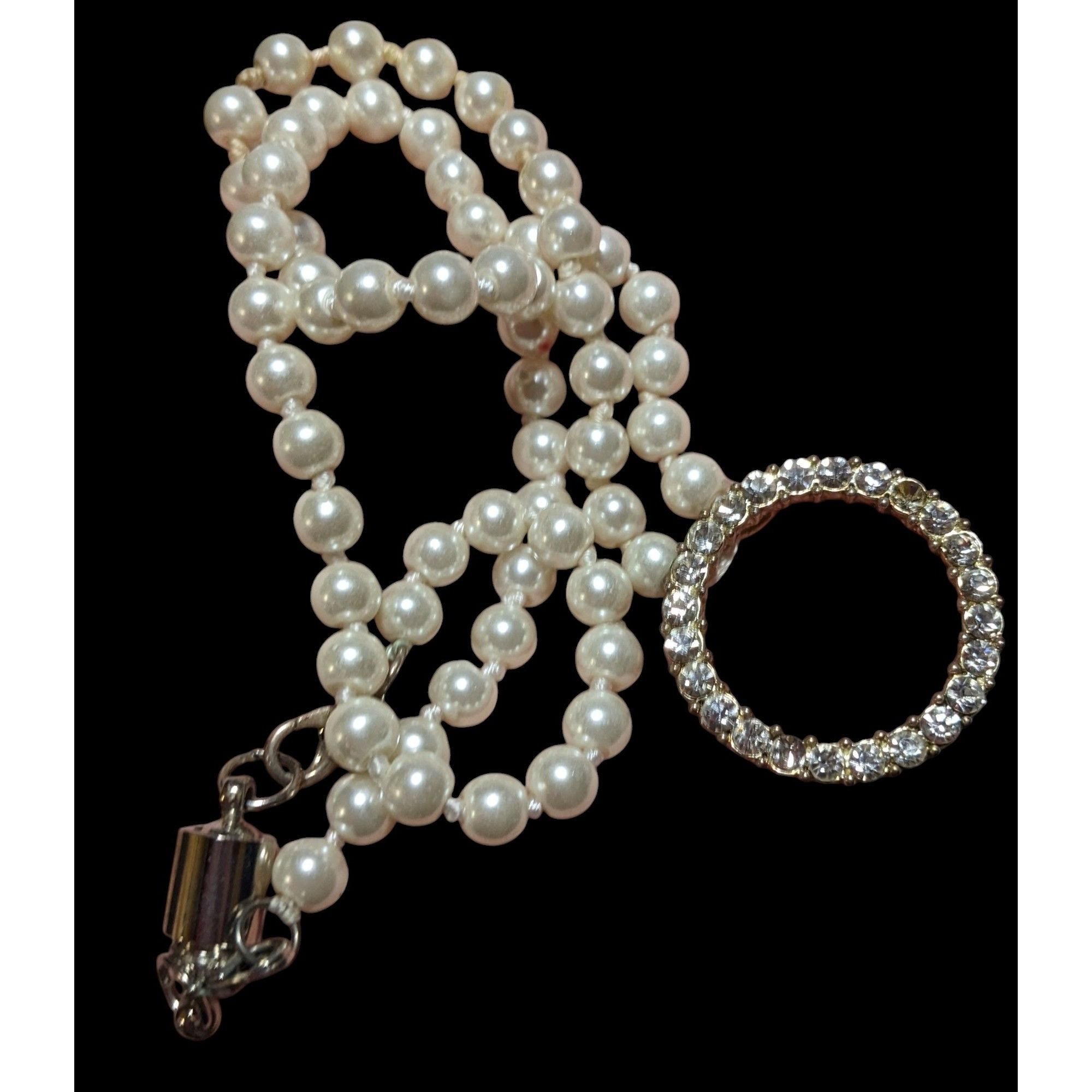 Other Elegant Glam Pearl Rhinestone Open Pendant Necklace Size ONE SIZE - 4 Thumbnail