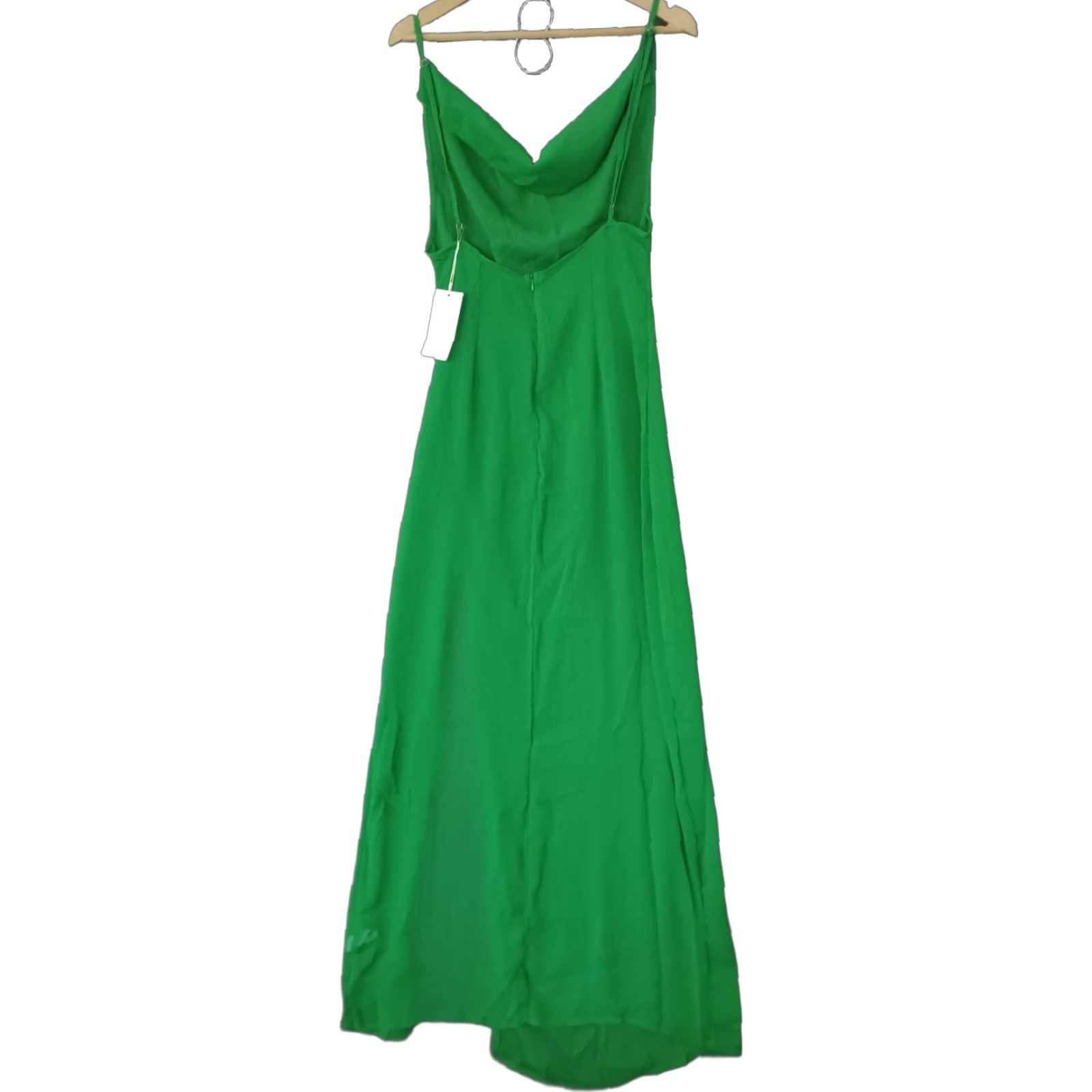 Vintage Toluca Swim Green Maxi Cowl Neck Sheer Dress - Womens - Size S - Beach Cover Up - Sleeveless - Polyester Blended Fabric - Casual Summer - Solid Green Size S / US 4 / IT 40 - 1 Thumbnail