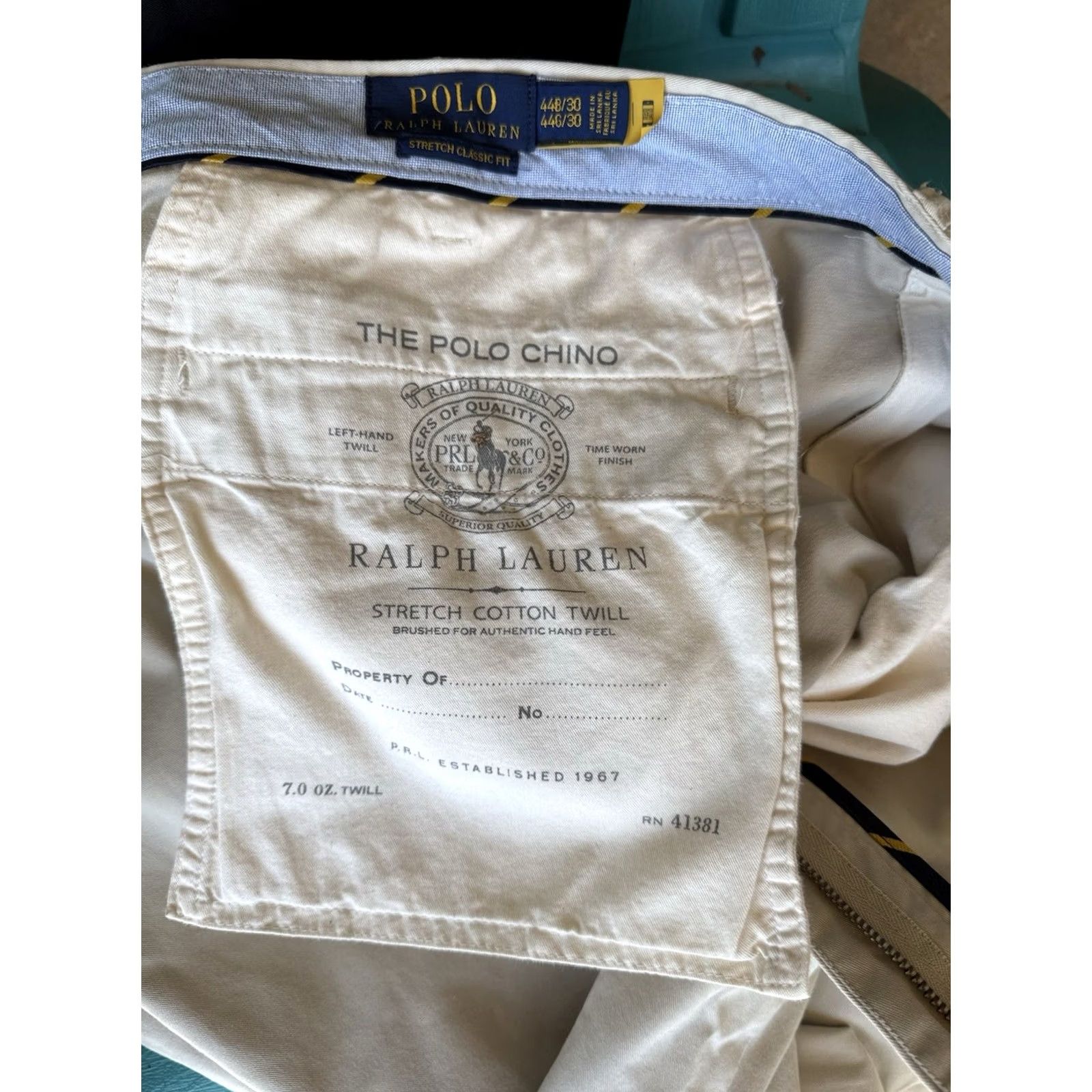 Polo Ralph Lauren VINTAGE Men’s Polo Stretch Classic Fit Chino Pants Tan 44x30 Size US XXL / EU 58 / 5 - 4 Thumbnail