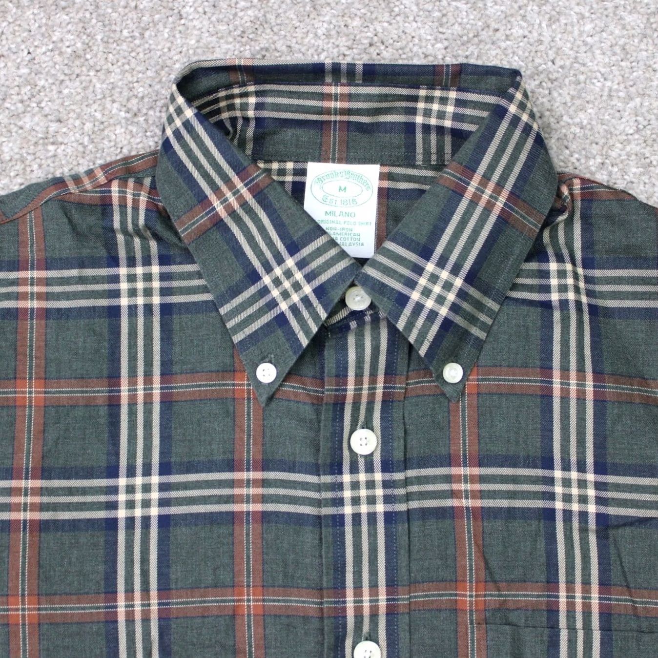 Brooks Brothers Brooks Brothers Shirt Mens Medium Green Milano Non-Iron 100% Supima Cotton L/S Shirt Size US M / EU 48-50 / 2 - 4 Thumbnail