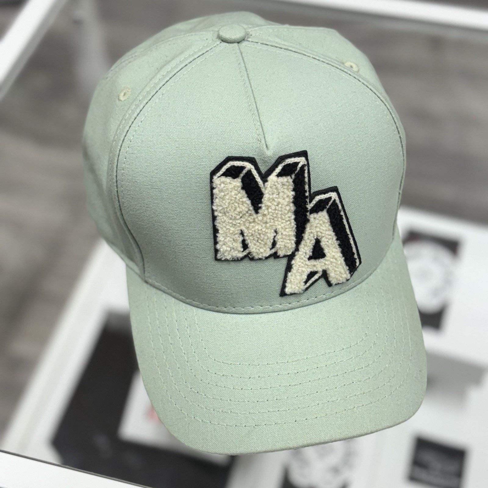 Amiri Amiri Chenille MA Patch Canvas Hat ' Frosty Green ' | GREAT! Size ONE SIZE - 2 Thumbnail