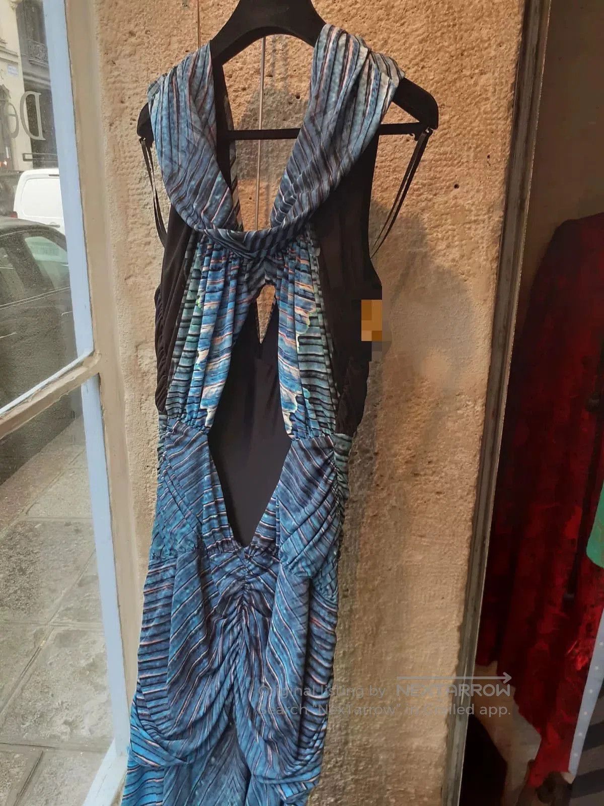 Saint Laurent Paris Roberto Cavalli Blue Patterned Ruched Dress. Size M / US 6-8 / IT 42-44 - 2 Thumbnail