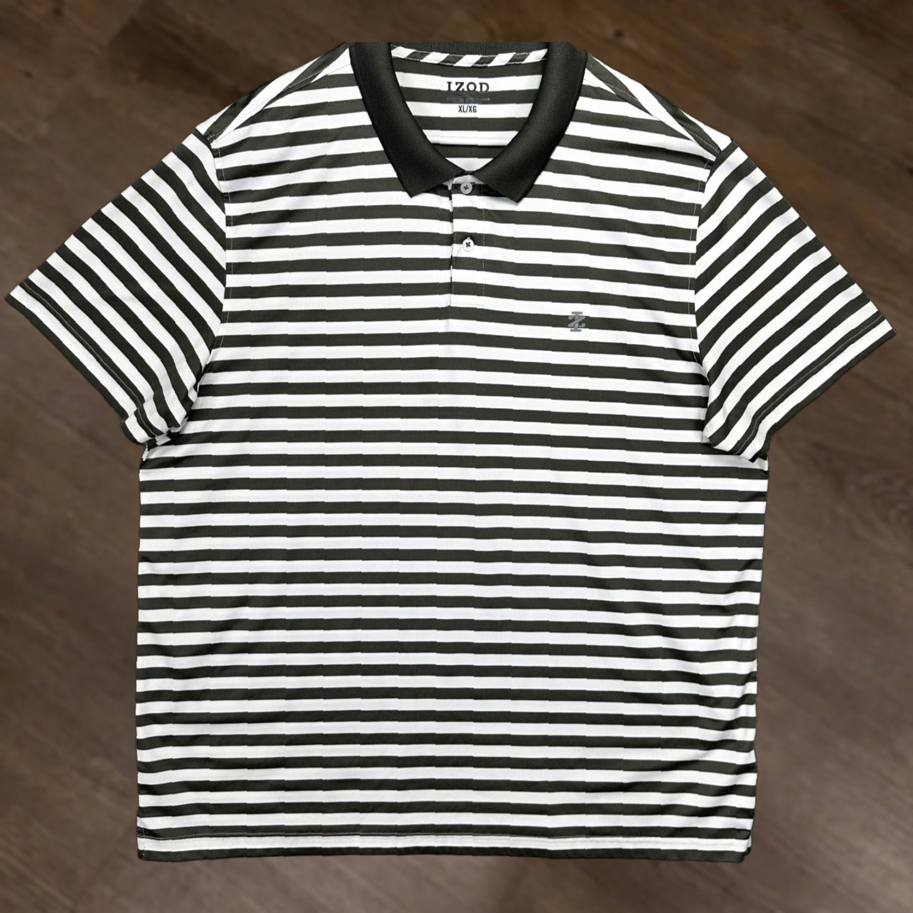 Izod Izod Golf Polo Shirt Mens XL White Black Candy Stripes Short Sleeve Polo Athletic Classic Casual Golfing Outdoor Summer Size US XL / EU 56 / 4 - 1 Thumbnail