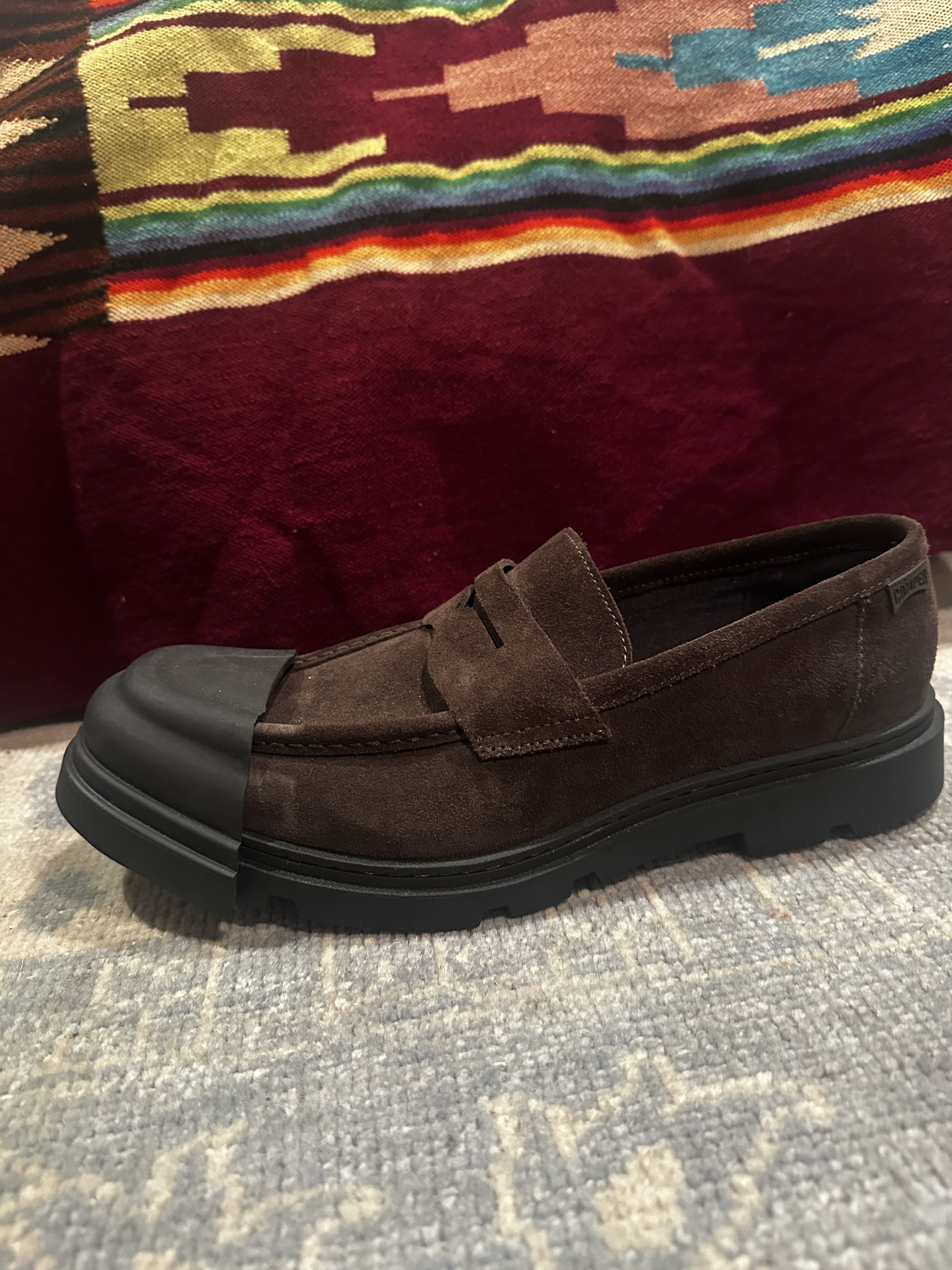 Camper Brown suede penny loafers w/ toe caps Size US 11.5 / EU 44-45 - 2 Thumbnail