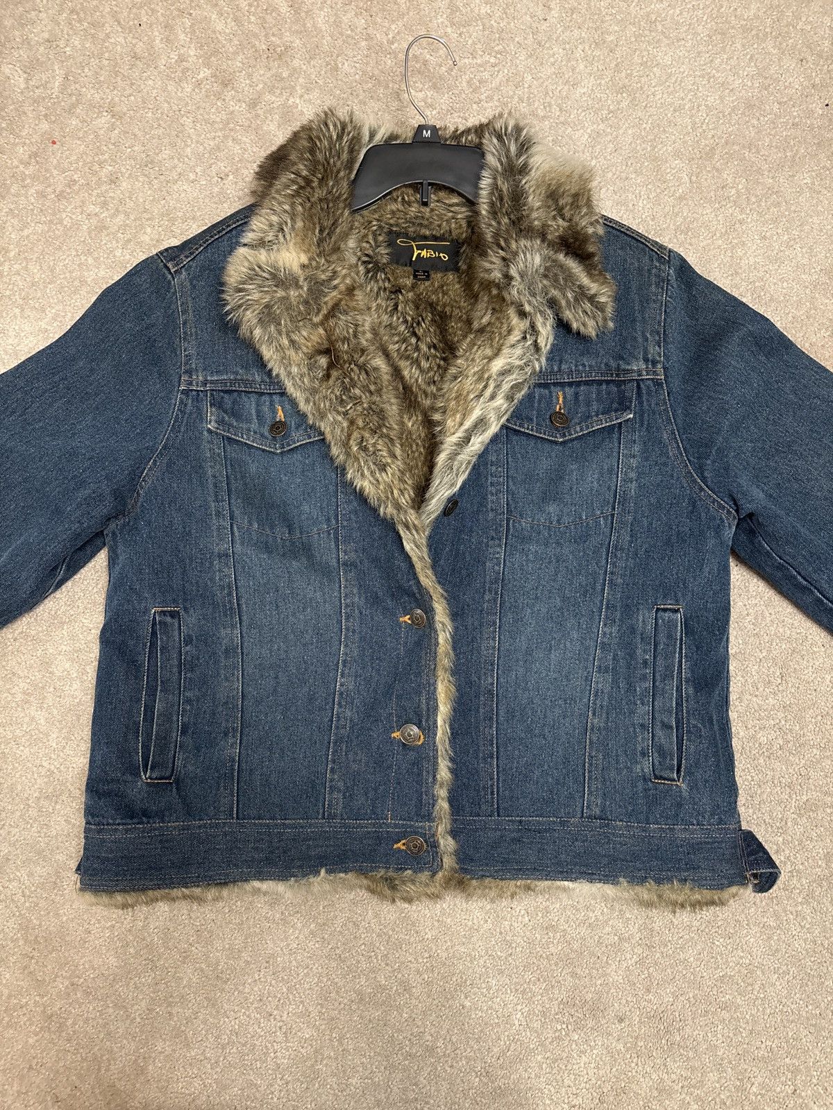 Other Fabio Denim Trucker Faux Fur Jacket Size US M / EU 48-50 / 2 - 1 Thumbnail
